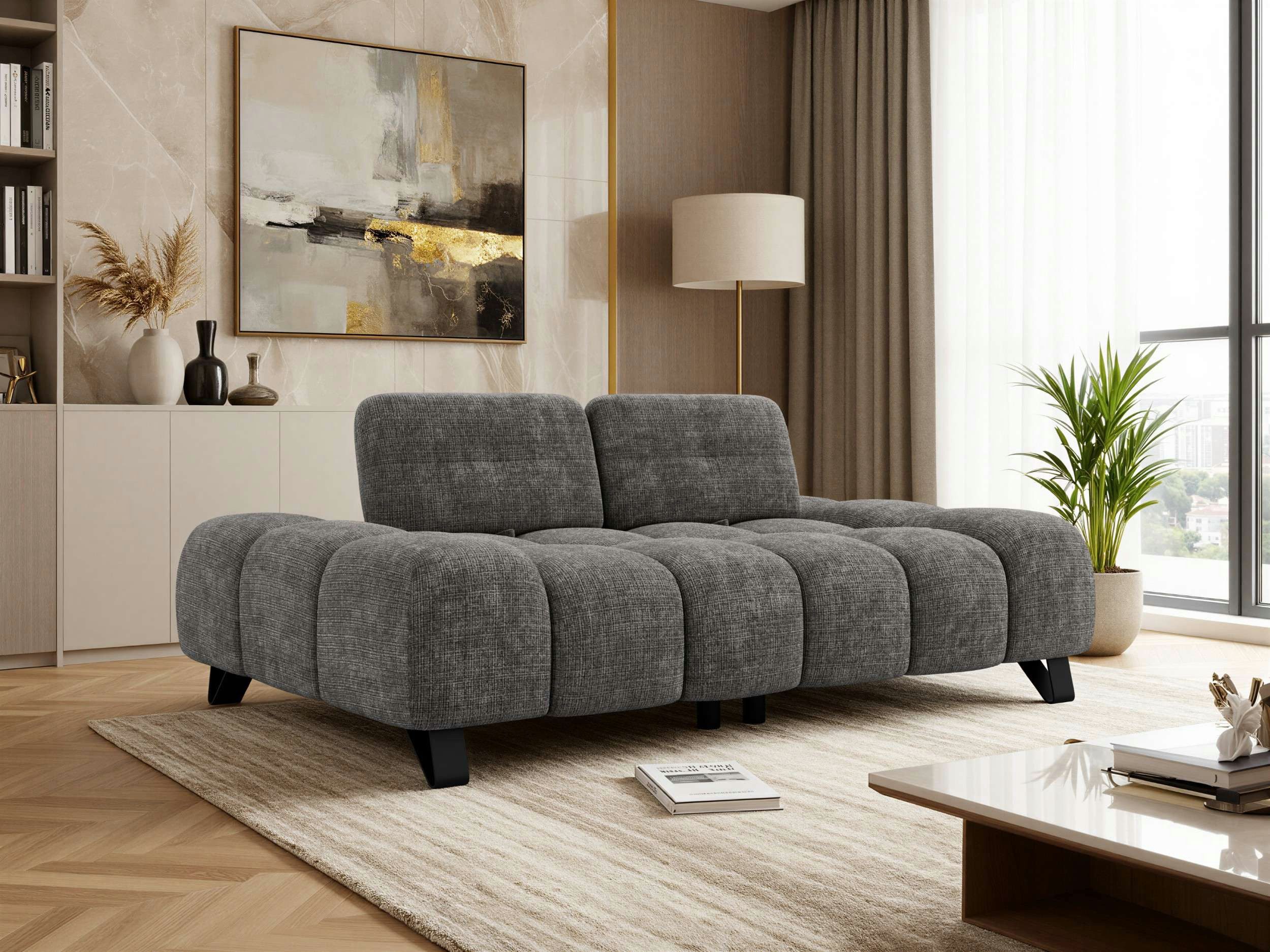 MKS MÖBEL 3-Sitzer Sofa NERANO, Polstersofa, Wellenfedern, Metallfüße, regulierbare Sitztiefe