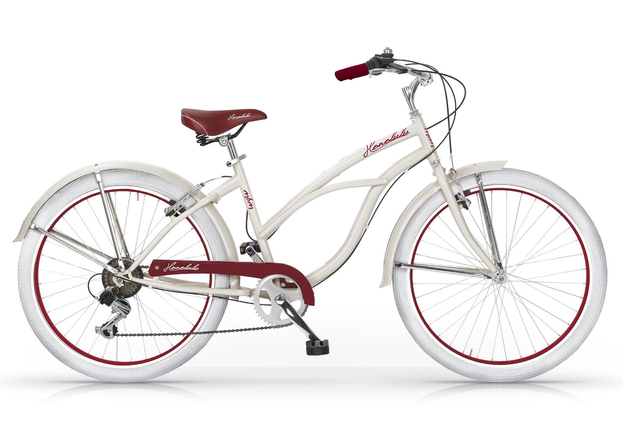 MBM Cruiser Honolulu Woman, Mod. 125, 6 Gang Shimano Tourney Schaltwerk, Kettenschaltung, für Damen und Herren, Kettenschaltung