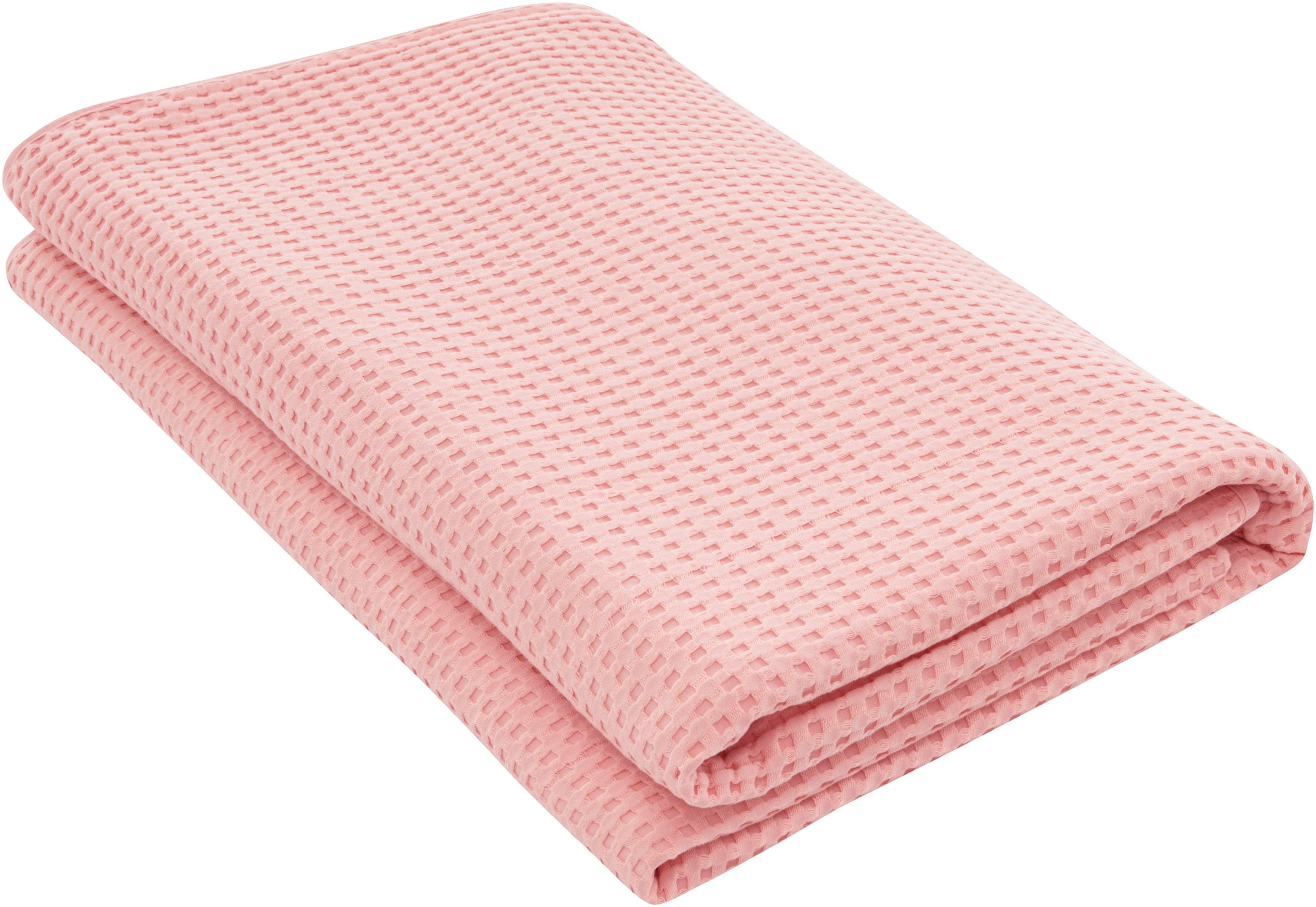Tagesdecke GRETA, 150x250 Decke cm Farben Optik, ab viele rosa andas, erhältlich, Waffelpiqué in