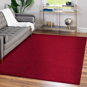 Teppich Unicolor - Einfarbig, Teppium, Rechteckig, Höhe: 11 mm, Einfarbig Kurzflor Teppich Wohnzimmer Rot Modern Rücken aus Filz