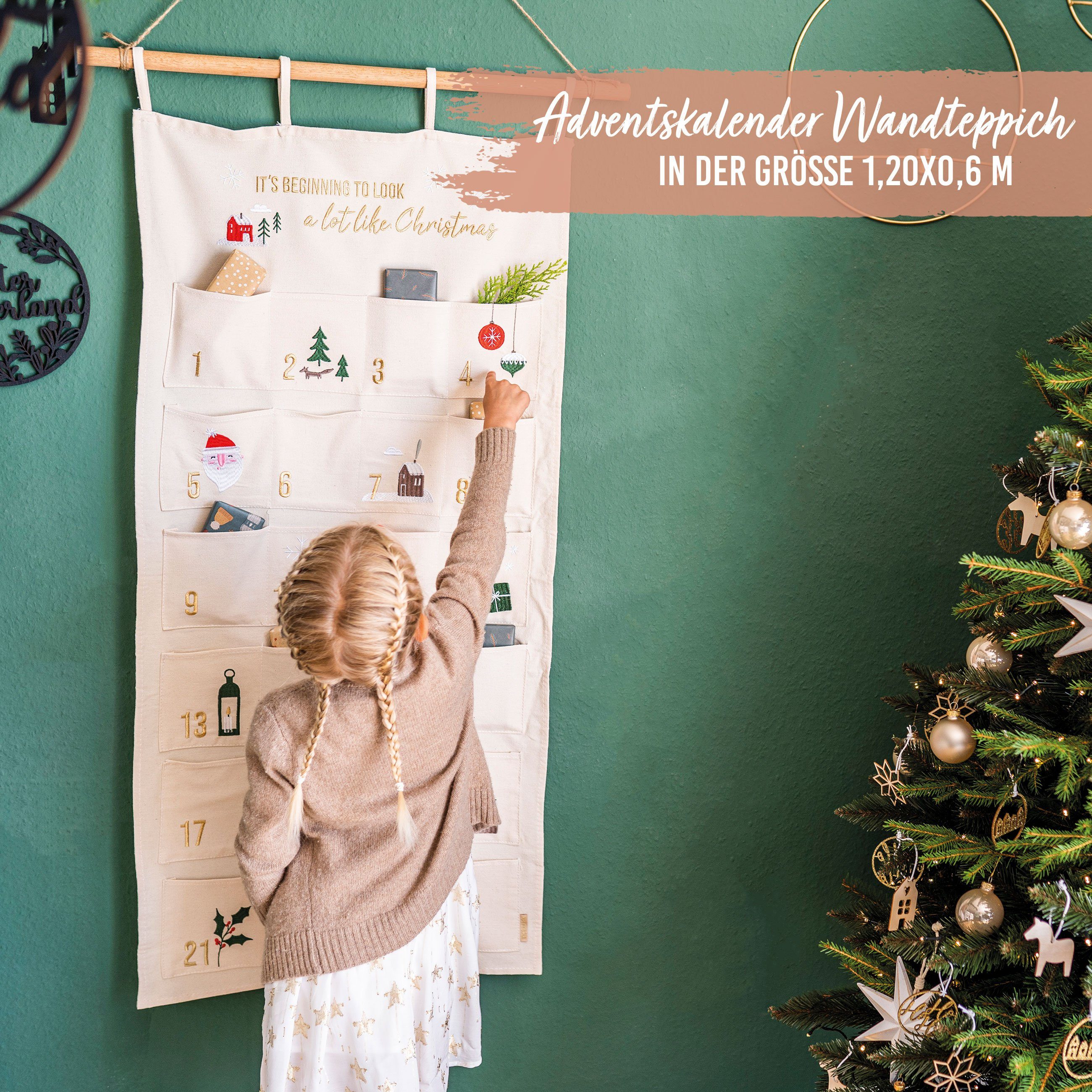 PAPIERDRACHEN befüllbarer Adventskalender Adventskalender Wandteppich aus S günstig online kaufen