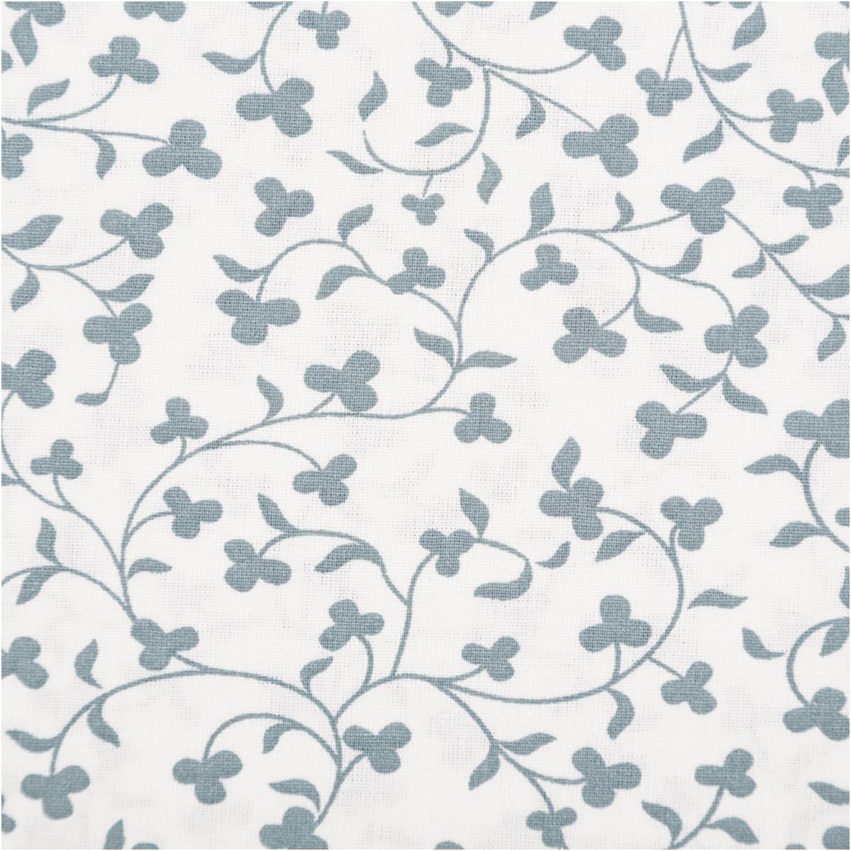 SCHÖNER LEBEN. Stoff Baumwollstoff Popeline Blumenranken wollweiß blau – 1,45m Breite, allergikergeeignet