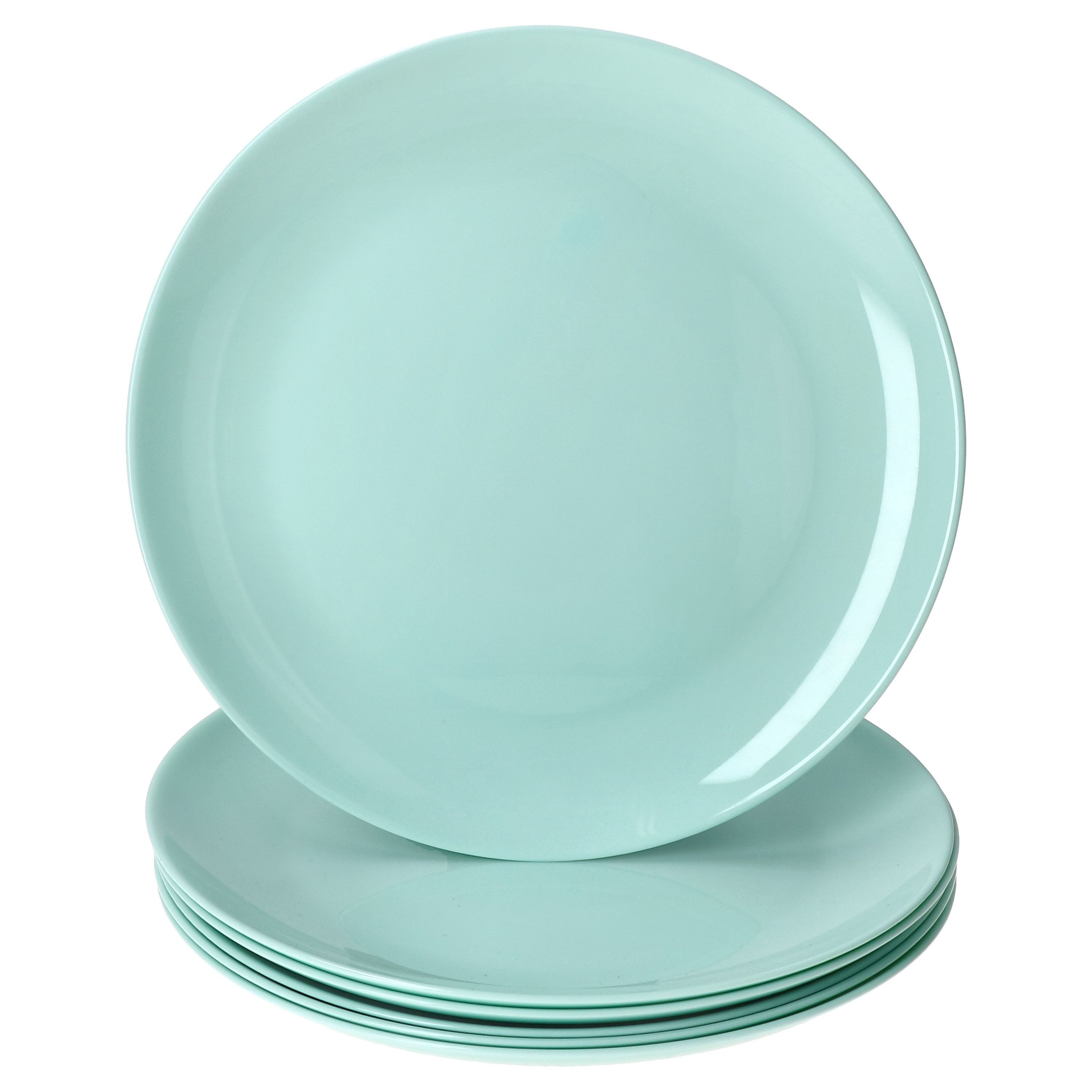 MamboCat Speiseteller 6er Set Mint flache Speiseteller aus Glas 24,4cm Grillplatte