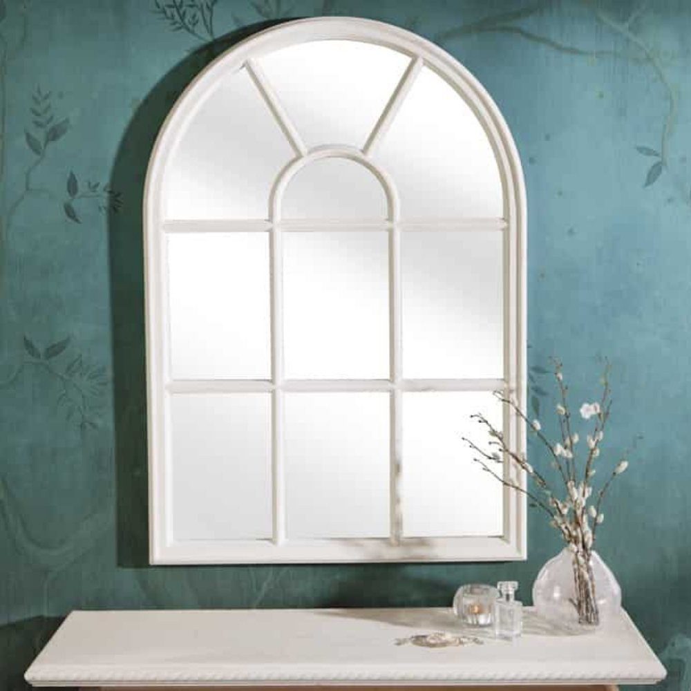 LebensWohnArt Wandspiegel Shabby Chic Rundbogen-Fenster-Spiegel 100cm günstig online kaufen