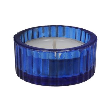 CEPEWA Teelichthalter Teelichthalter 4er Set Glas blau Ø5x3cm Teelichtglas Windlicht