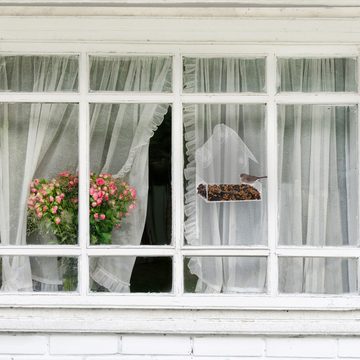 relaxdays Vogelhaus Fenster-Vogelfutterhaus 4er Set