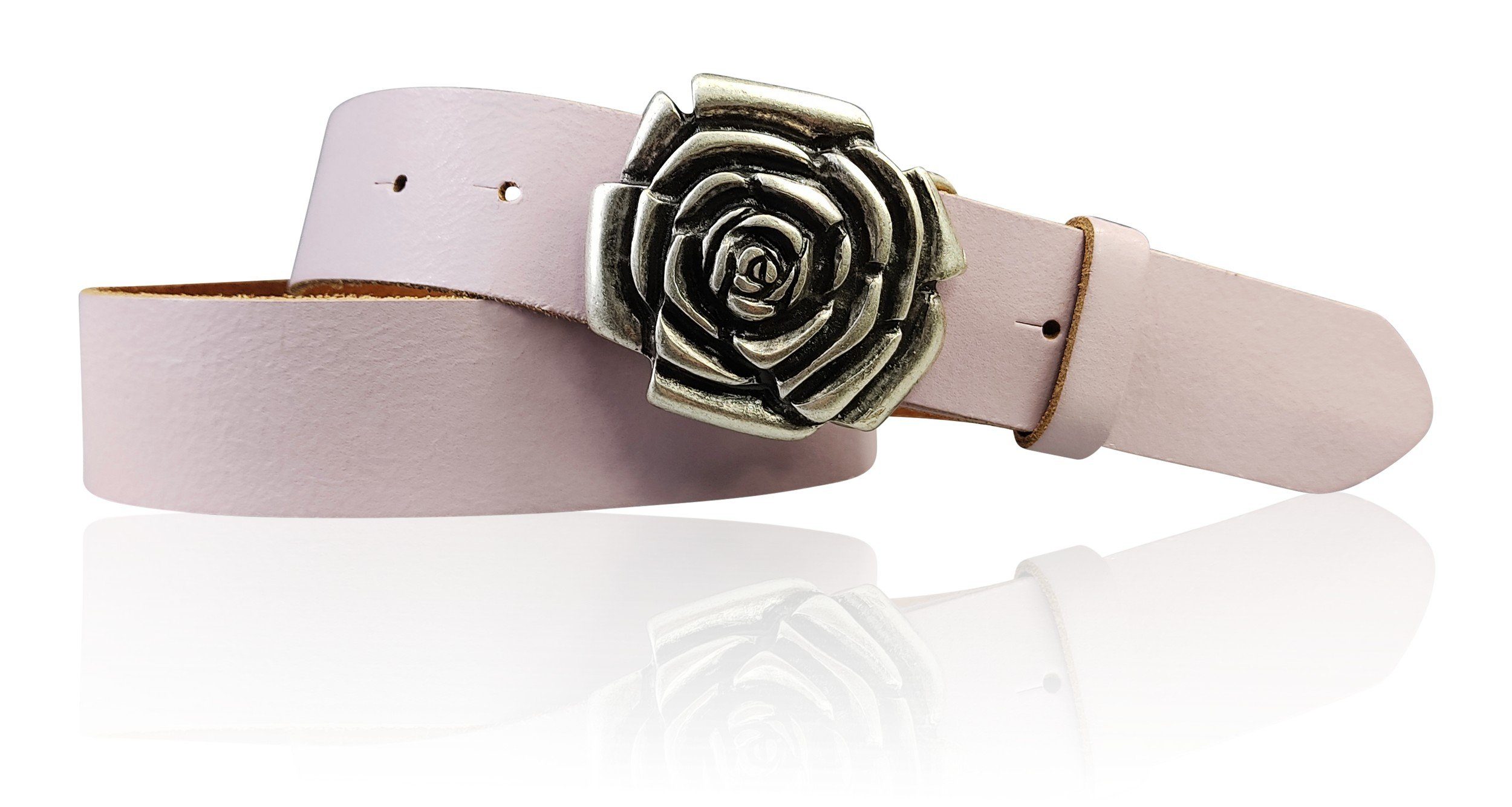 cm 4 Damengürtel silber, mit Koppelgürtel Ledergürtel 18090 Rosé FRONHOFER Rosenblüte Gürtelschnalle,