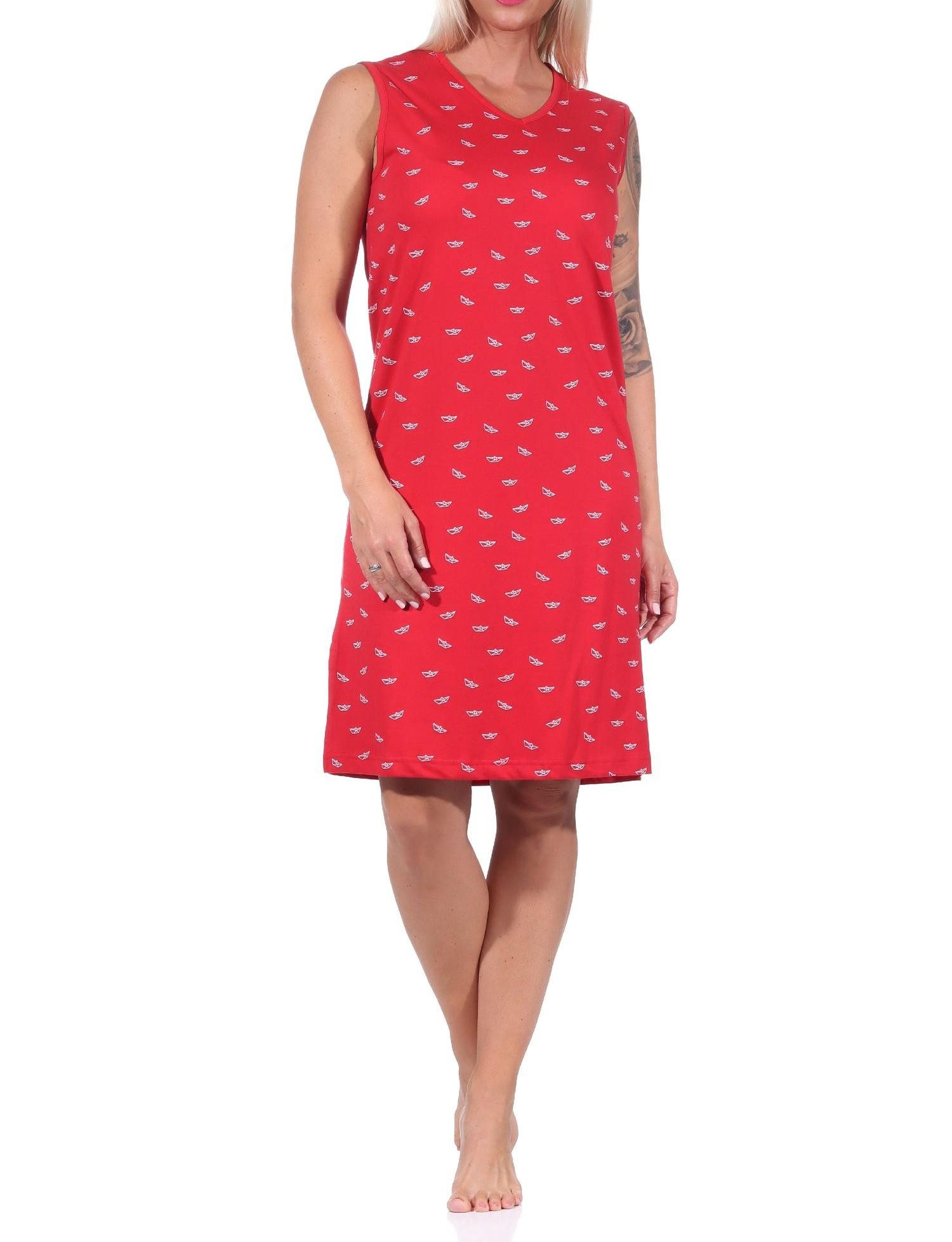 Nachthemd Damen Achselträger Nachthemd Strandkleid in maritimer Optik