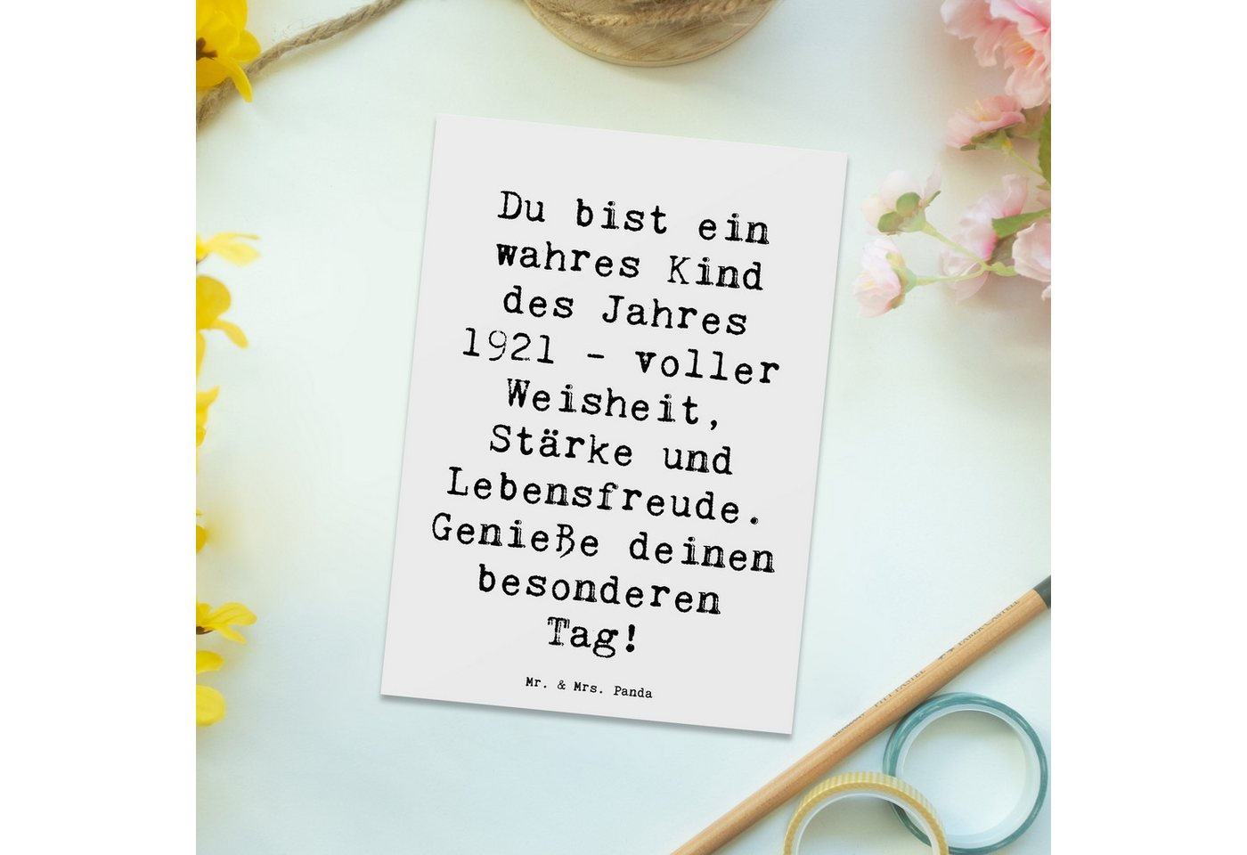 Thumbnail - Mr. & Mrs. Panda Postkarte Spruch Du bist ein wahres Kind des Jahres 1921 - voller Weisheit, Stä