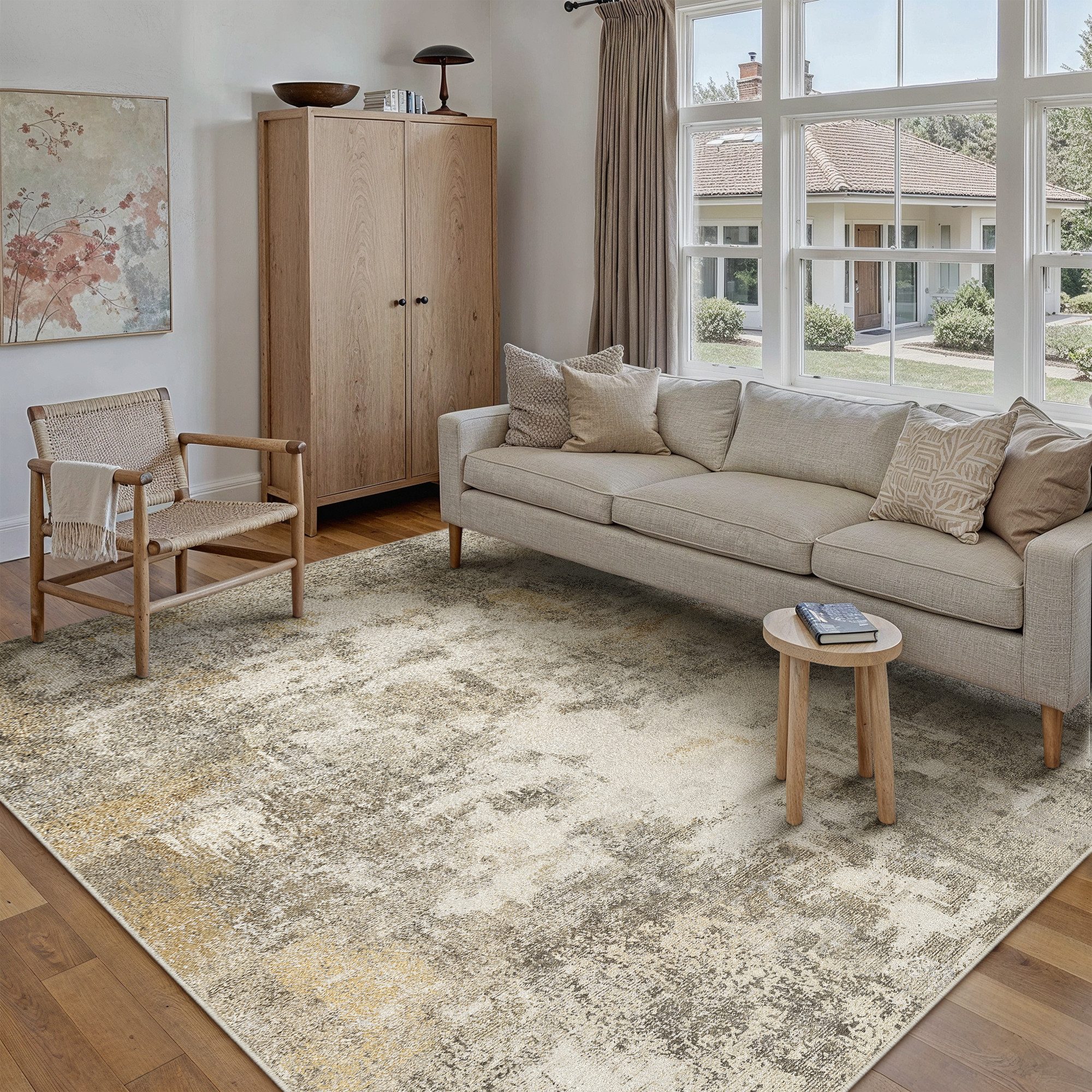 PURECOZY Teppich Kurzflor, modern abstrakt Scandi-Look, waschbar & weich, Rechteckig, Höhe: 5 mm, geeignet für Innenräume, 120x180, 160x230, 200x300, 300x400 cm