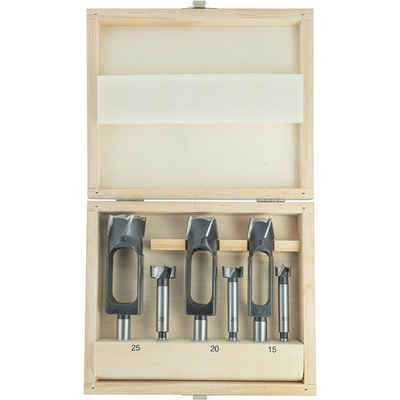ENT European Norm Tools Holzbohrer 09151 6-tlg. Zapfenschneider und Forstnerbohrer Set, Ø 15, 20 und 25 mm - Werkzeugstahl
