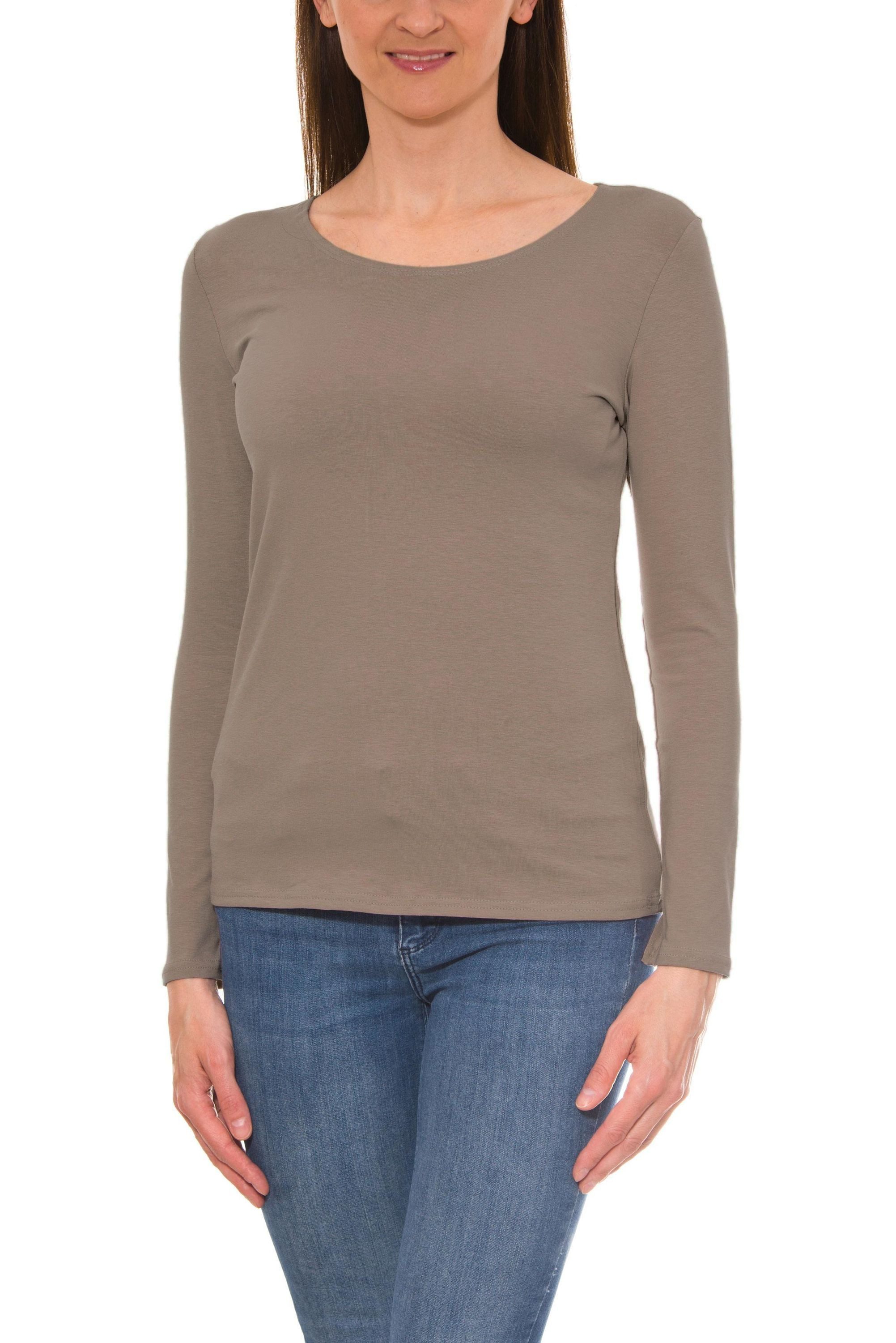 Longshirt Alkato Damen Langarm Shirt mit O-Ausschnitt