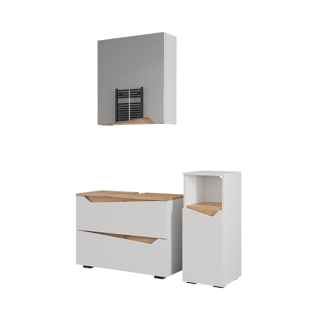 Vicco Badmöbel-Set Marelle, Weiß/Artisan, 3 Teile günstig online kaufen