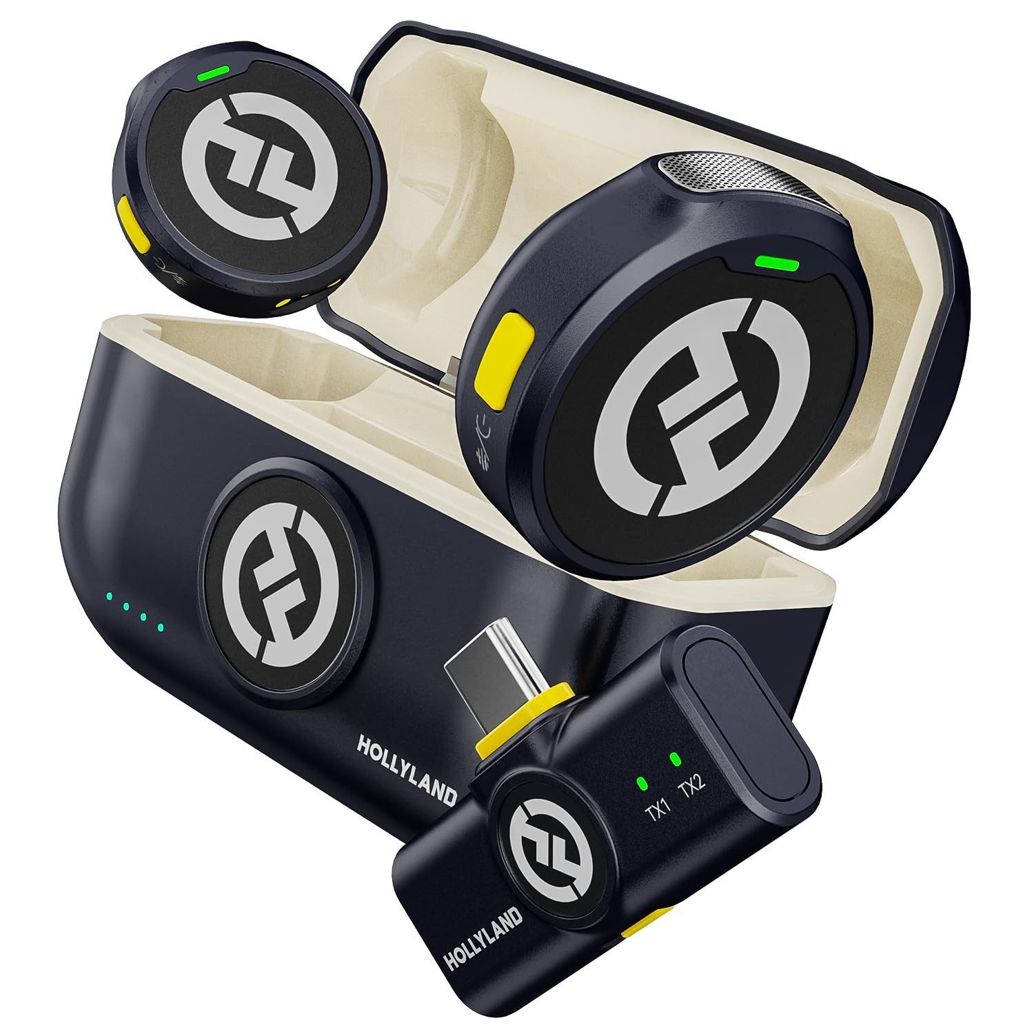 Hollyland Mikrofon Lark M2 Lavalier Funkmikrofonsystem mit 48kHz/24-Bit Hi-Fi Audio, Mikrofon (Sender) nur 9 g, 300m Übertragung, ENC Rauschunterdrückung