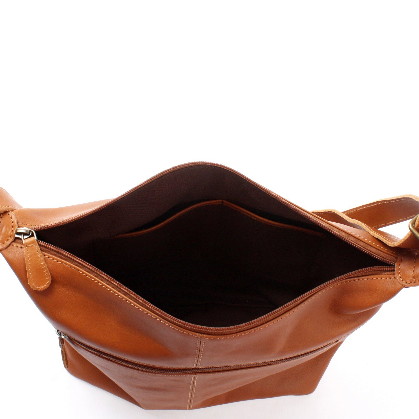 LECONI Umhängetasche Handtasche Beuteltasche Ledertasche Shopper Damentasche Leder LE0064, Echtleder – verstellbarer Schulterriemen – 33×28×10 cm – Bild 4 von 5
