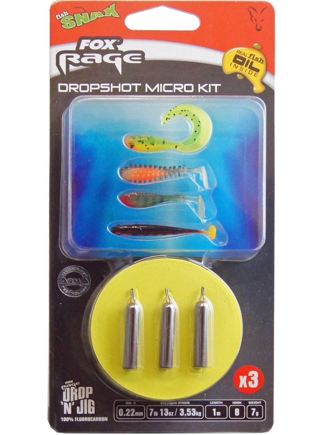 Dropshot-Haken Fox Rage Dropshot Micro Kit 1m 0,22mm 3,53kg Gr. 8 - 3 Drop Shot Rigs