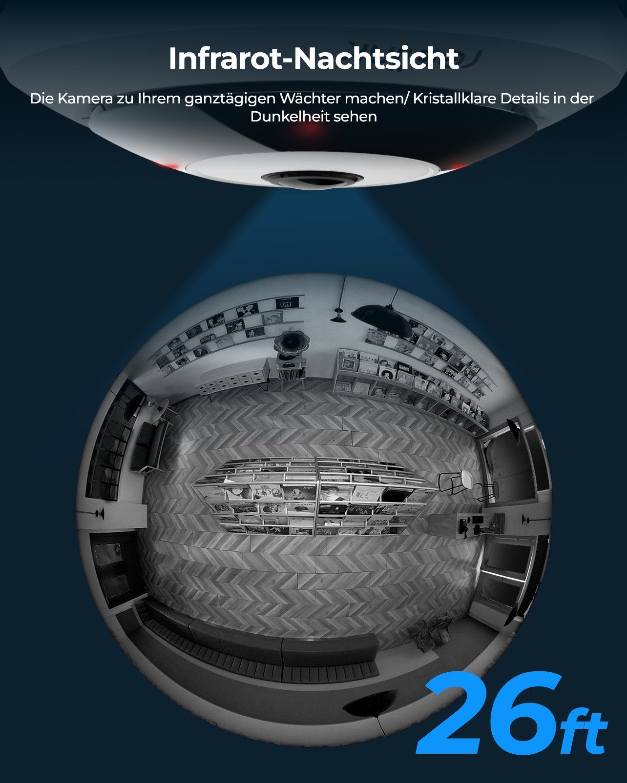 Reolink Überwachungskamera 6MP 360° Panorama PoE Fisheye-Kamera (Innenbereich, 3K,Bewegungserkennung,Personenerkennung,2-Wege-Audio)