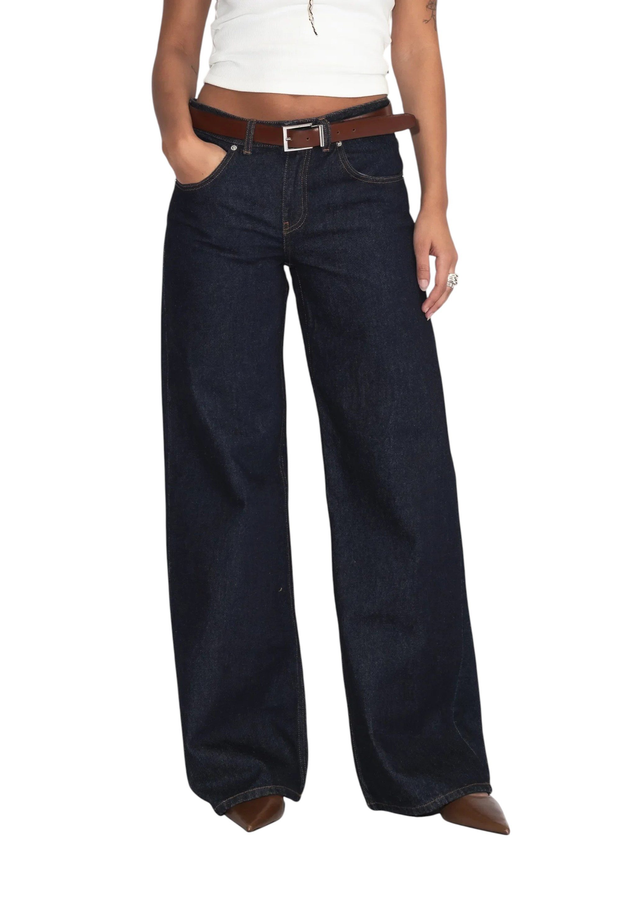 Dr. Denim Regular-fit-Jeans Jeans Dr.Denim Rhue Low Wide (1-tlg) Lässig ausgestelltes Bein