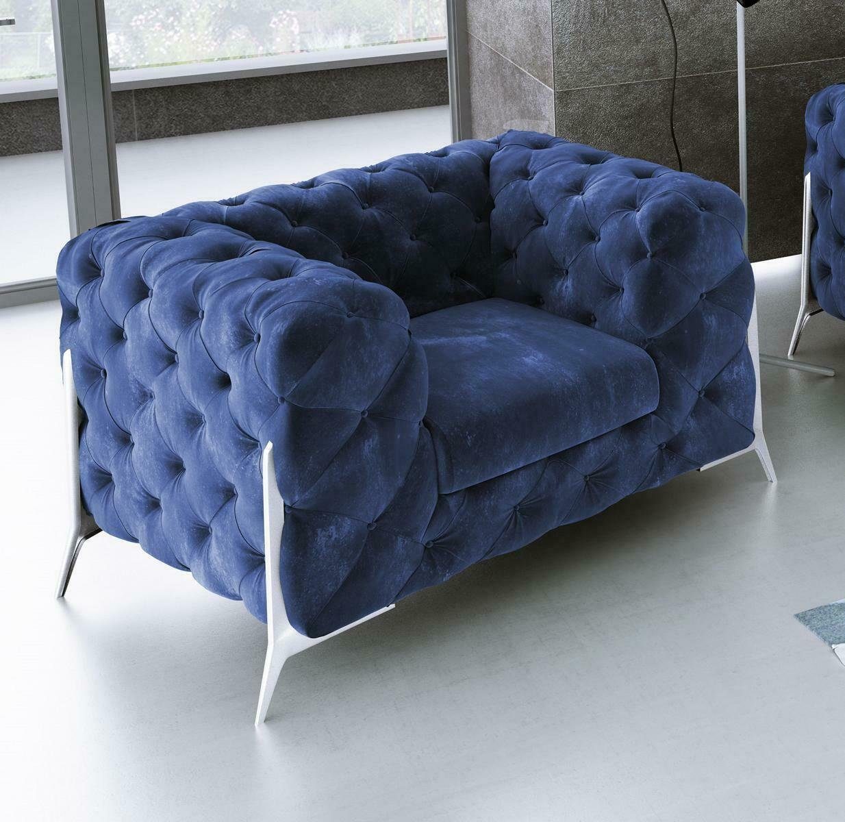 JVmoebel Sofa Lounge Luxus Polster Sitzer Sessel Design Chesterfield, Made in Europe Blau