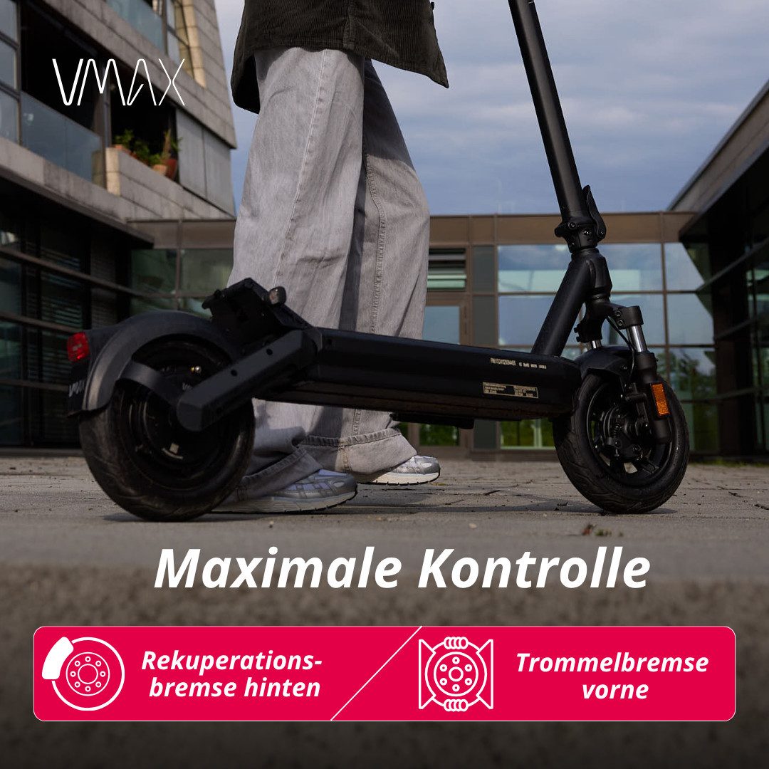 VMAX E-Scooter VMAX NEW VX2 Gear, 50 km Reichweite, Straßenzulassung, vollgefedert, 500 W, 20 km/h, VMAX E-Scooter VX2 Gear E-Scooter, 50 km Reichweite
