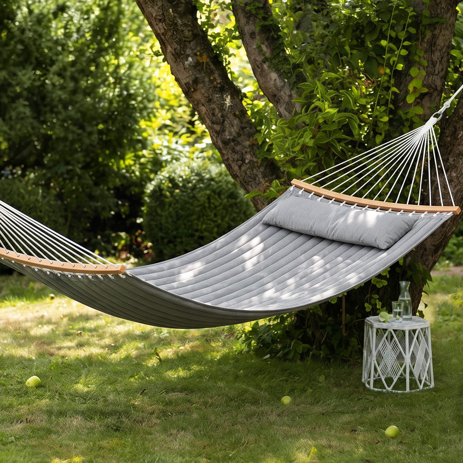 Sekey Hängematte Doppelhängematte mit Kissen, bis 200 kg belastbar für 2 Personen, XXL Hängesessel Doppel für Garten, Balkon, Camping und Outdoor