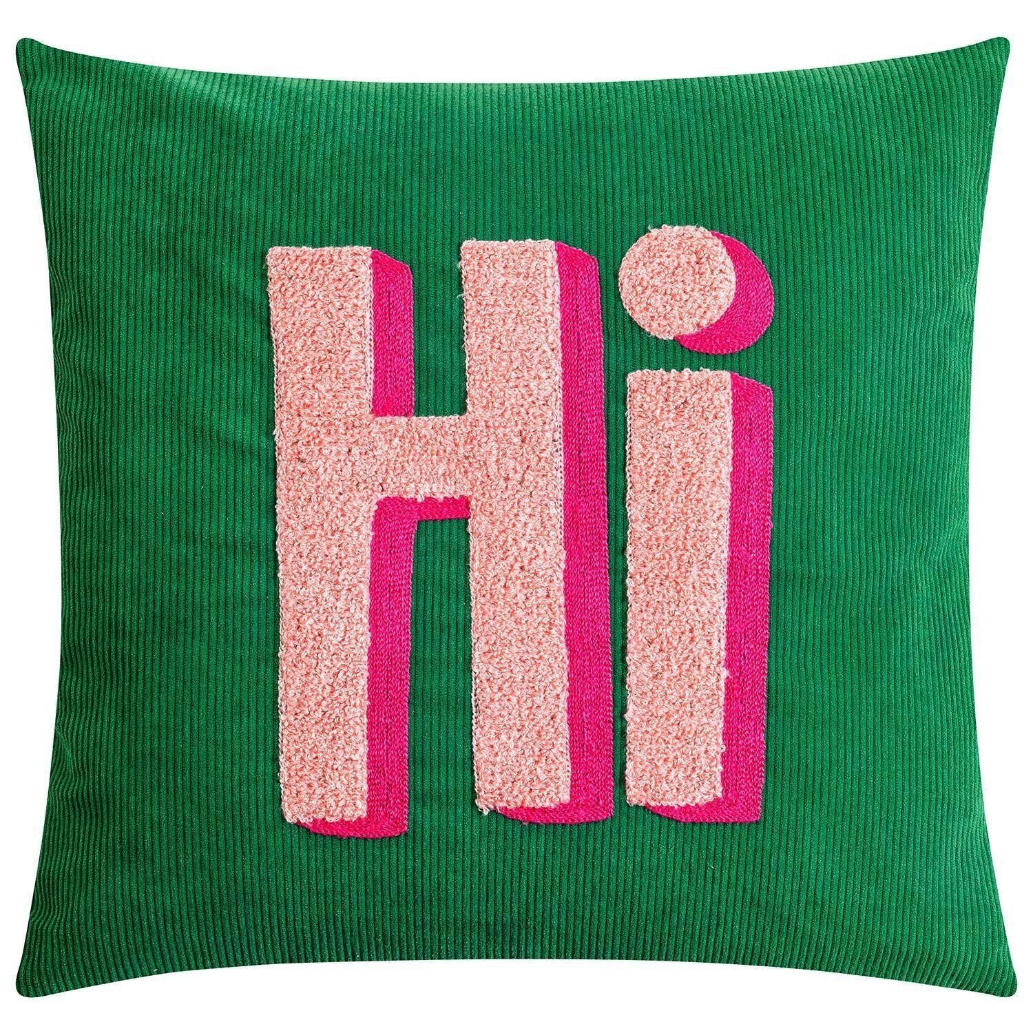 Magma Heimtex Kissenhülle PIXIE, Grün, Rosa, Pink, Polyester, (1 Stück), Cordoptik, Schriftzug, mit Reißverschluss, 45 x 45 cm