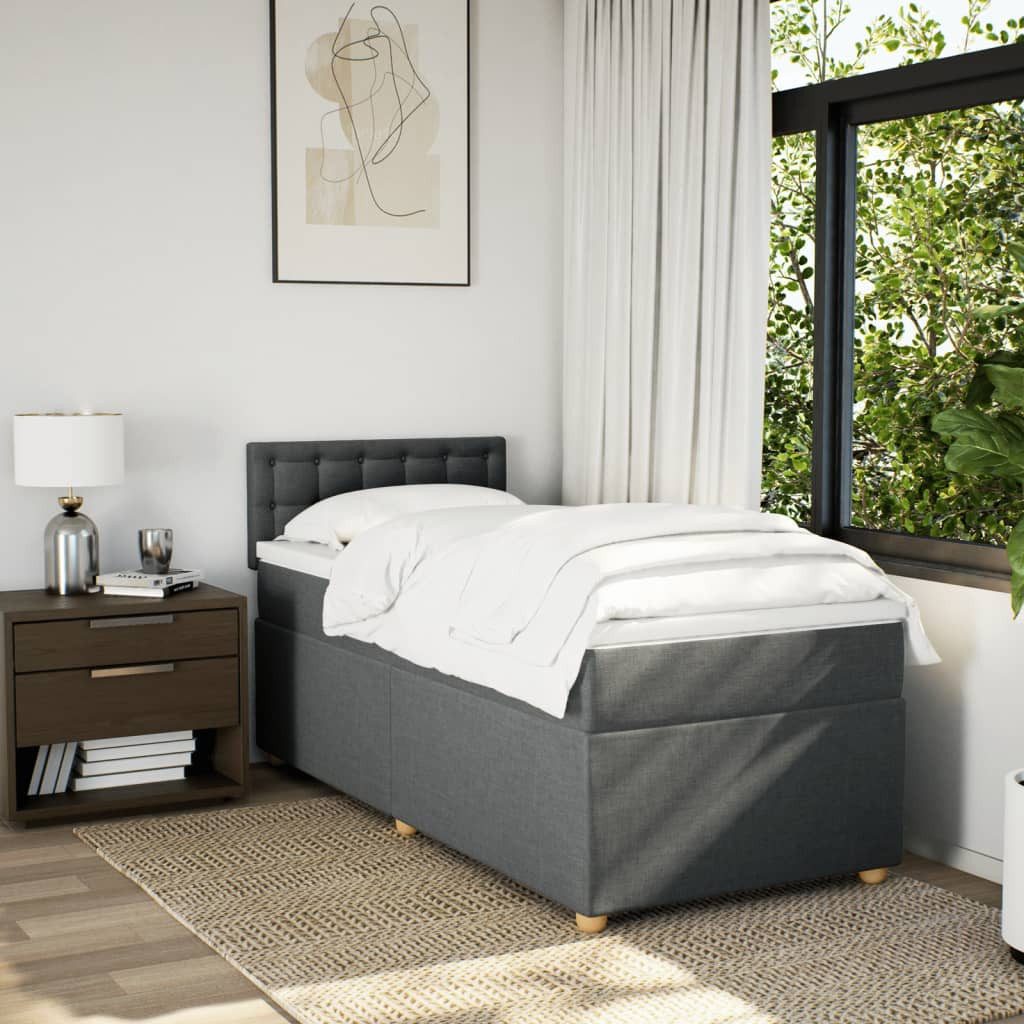 vidaXL Bett Boxspringbett mit Matratze Dunkelgrau günstig online kaufen