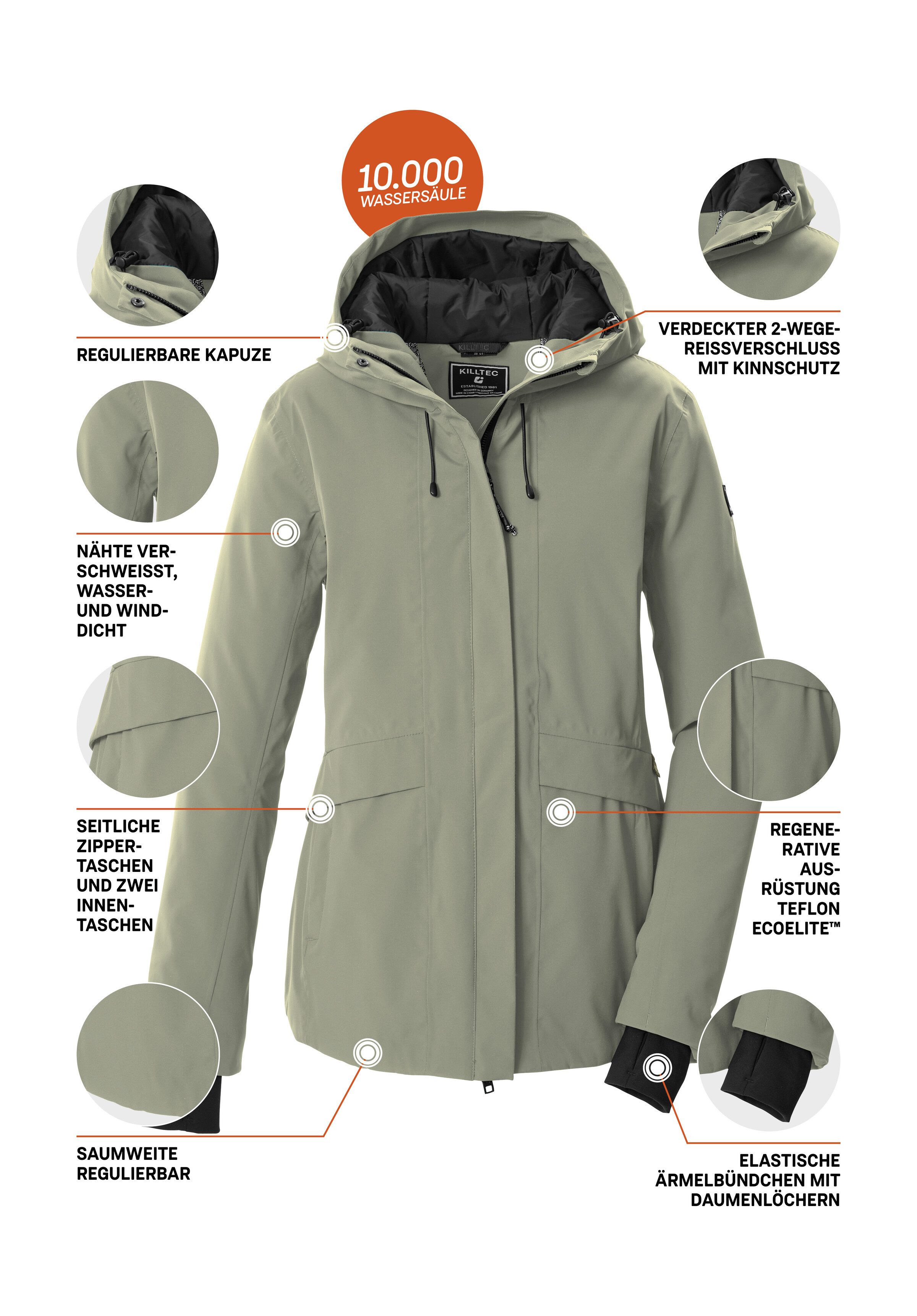 Killtec Funktionsjacke KOW 24 WMN JCKT Wind- und wasserdichte Damenjacke mit Teflon EcoElite™ Imprägnierung – Bild 5 von 5