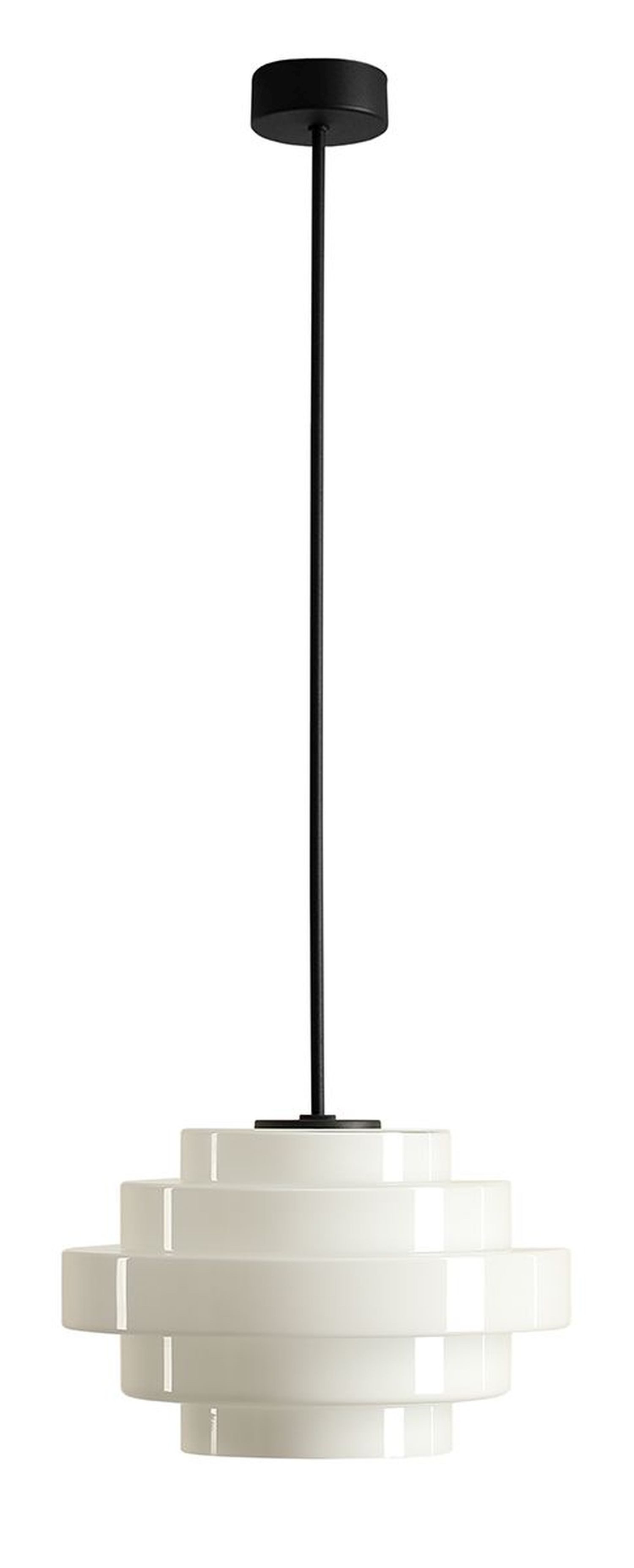 Licht-Erlebnisse Pendelleuchte RARO, ohne Leuchtmittel, Glas Metall H: max. 78 cm D: 28 cm rund Schwarz Weiß E27 Modern