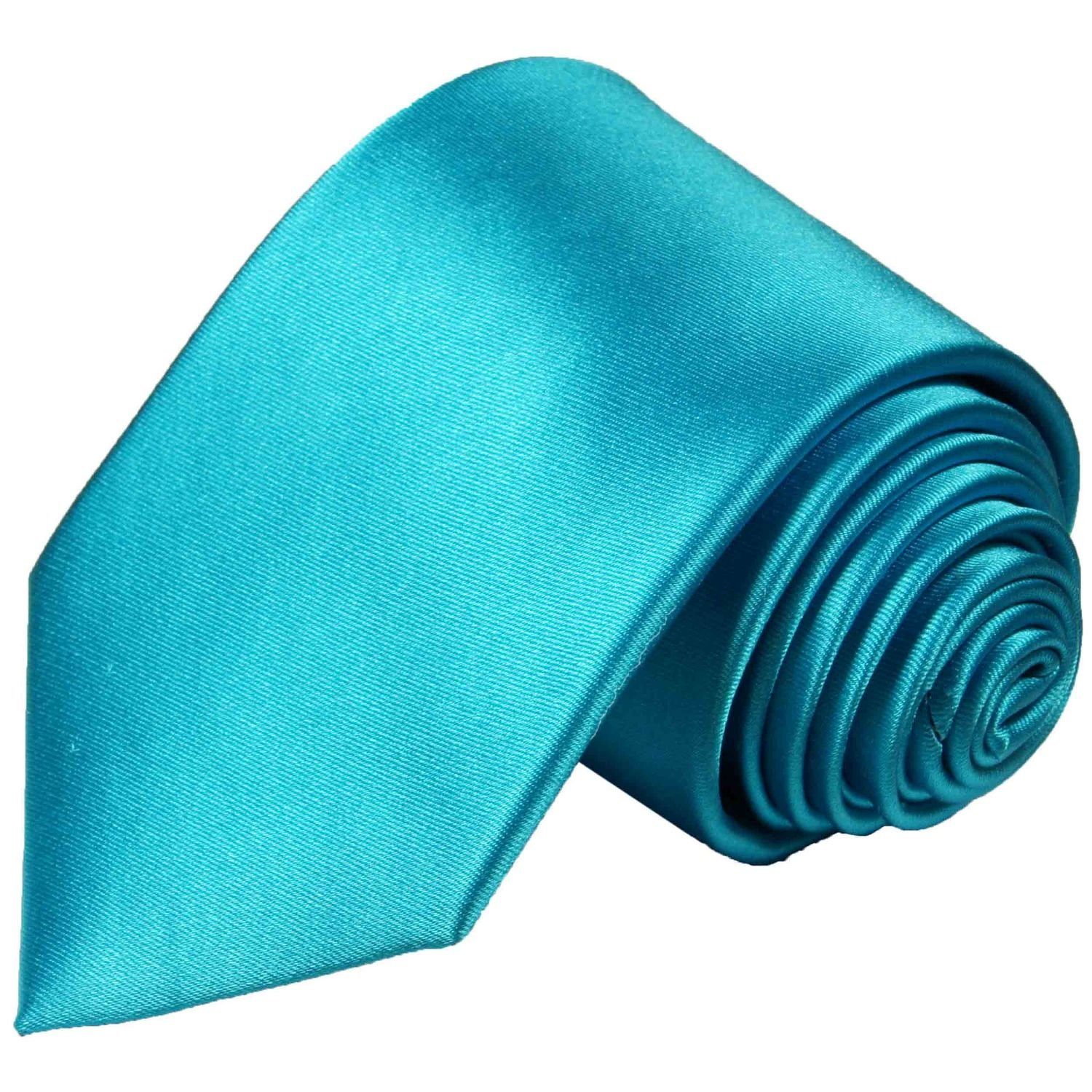 Paul Malone Krawatte Herren Seidenkrawatte Schlips modern uni satin Breit (8cm), türkis 981
