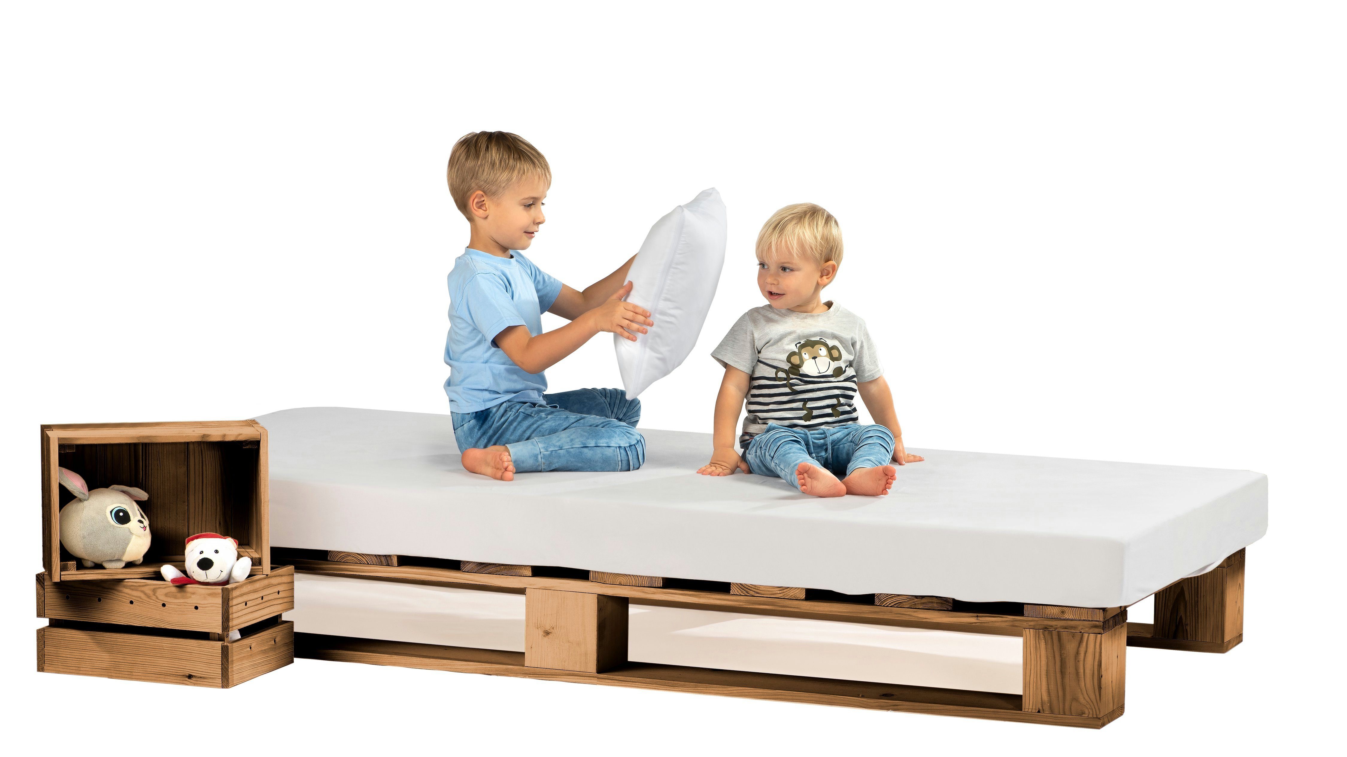 sunnypillow Palettenbett Massivholzbett 80 90 100 günstig online kaufen