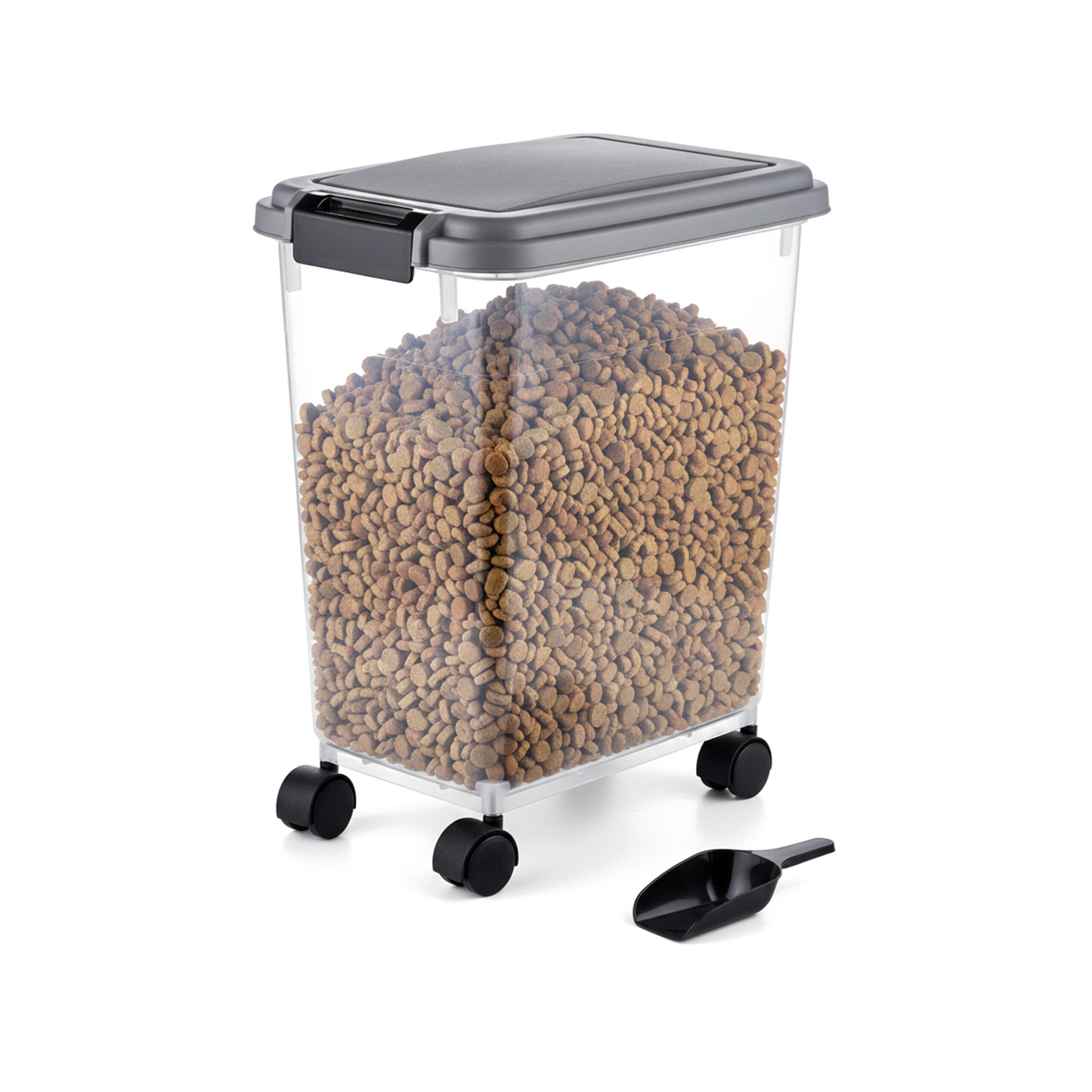 relaxdays Futterbehälter mit Rollen & Schaufel 20L, Kunststoff, 20 Liter