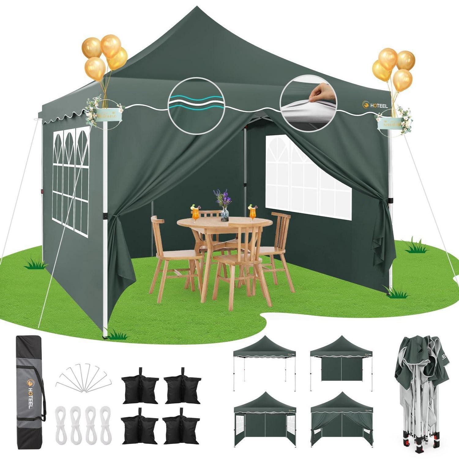 LuxusKollektion Faltpavillon Faltpavillon 3x3 Grau 310cm Hoch