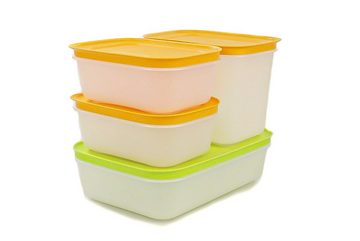 TUPPERWARE Frischhaltedose Eis-Kristall 1,0 L + 1,1 L + 450 ml (2) + SPÜLTUCH