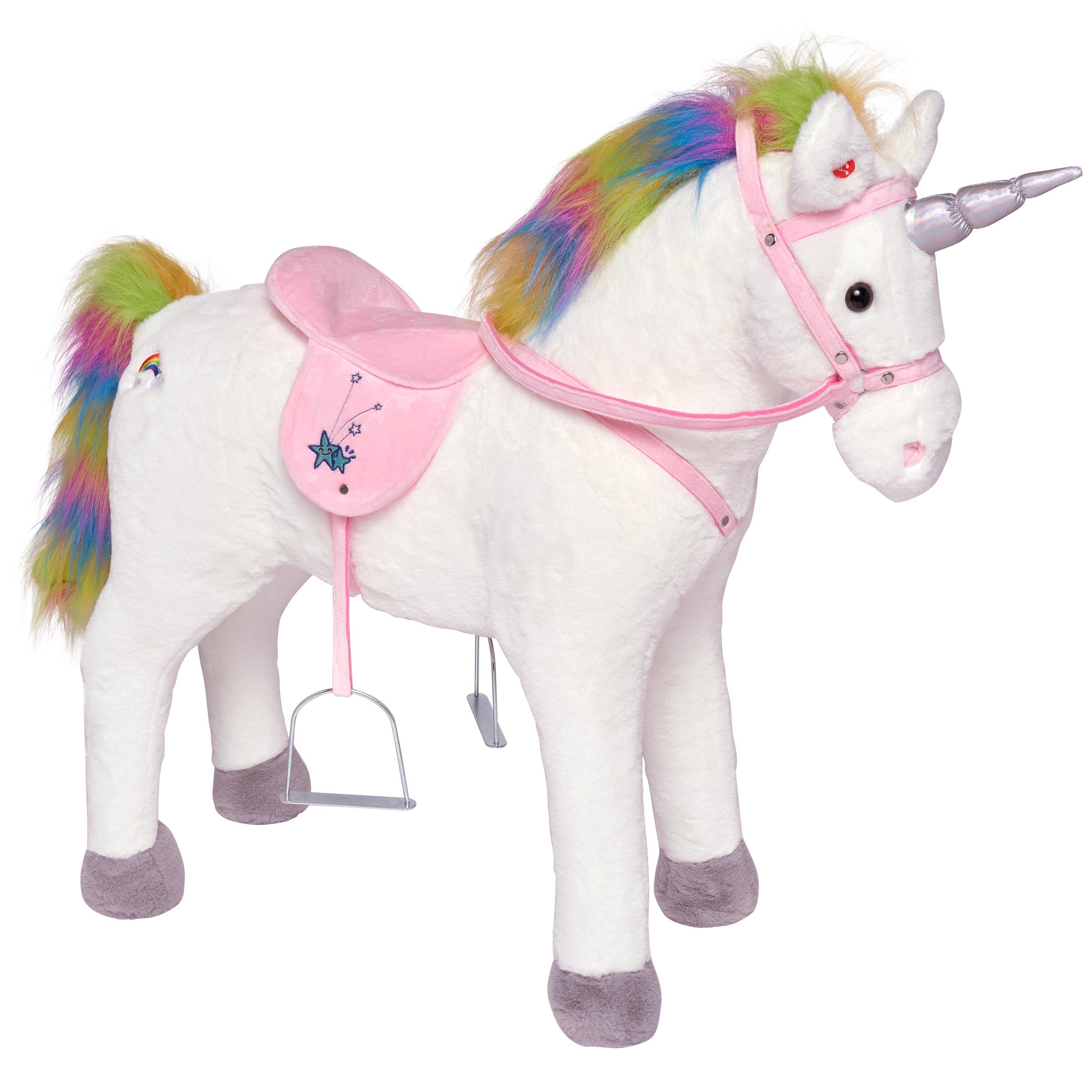 Pink Papaya Stehpferd Spielpferd zum Reiten für Kinder 65 / 75 cm Plüschpferd, Kuscheliges Stehpferd für Kinder, handgefertigt