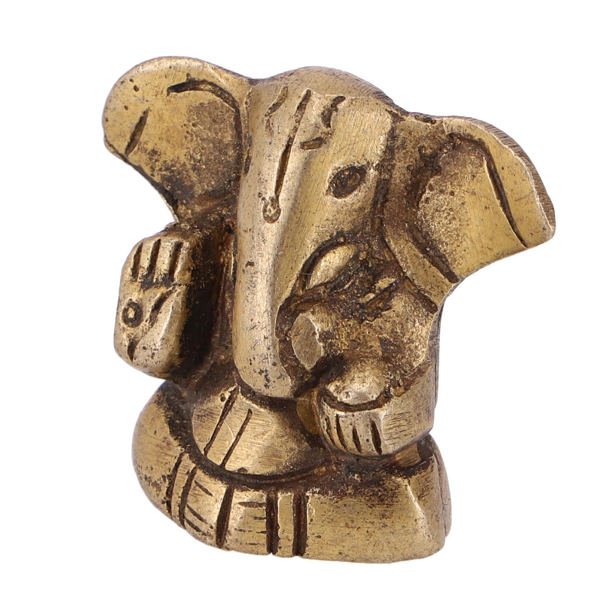 Guru-Shop Dekofigur Motiv Ganesha 4 - 3 Messing Statue cm aus