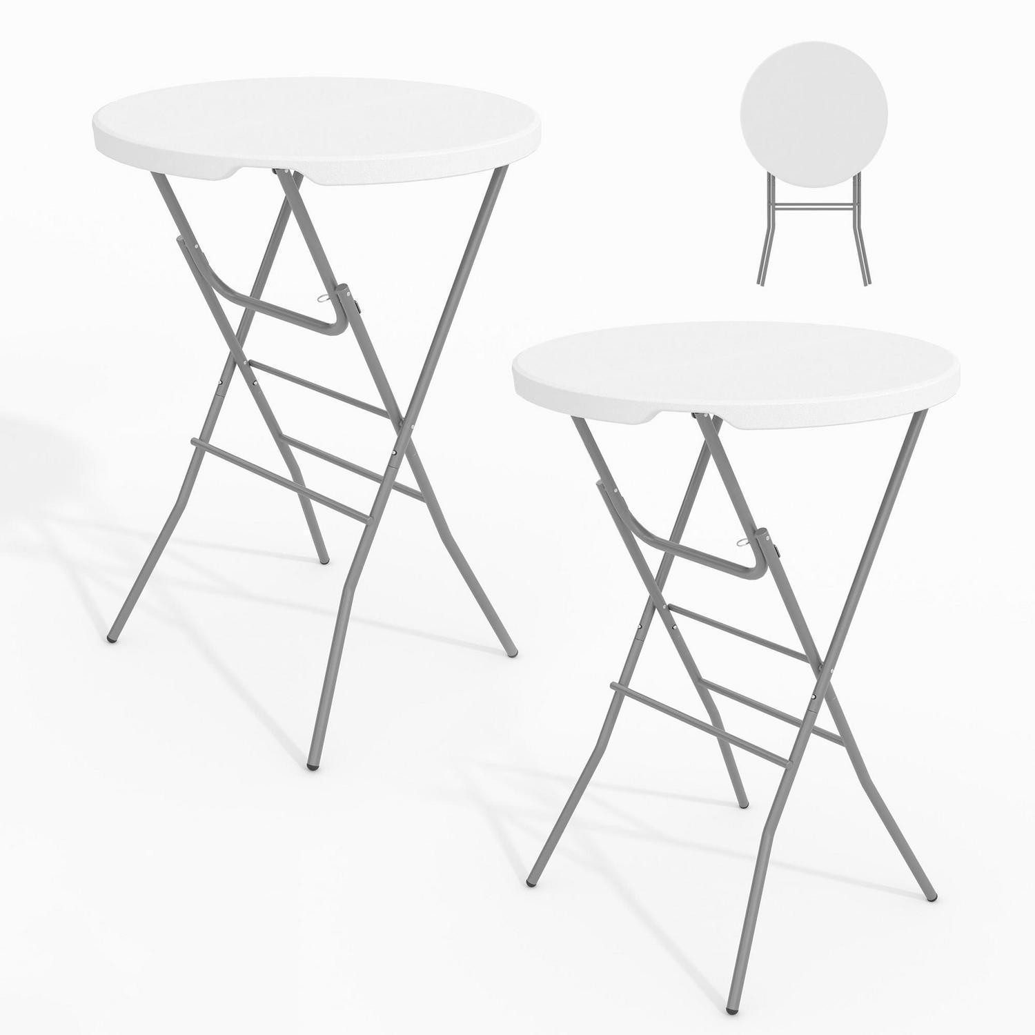 LuxusKollektion Bistrotisch Stehtisch 2er Set Ø80cm 110cm Hoch Weiss (2-St)