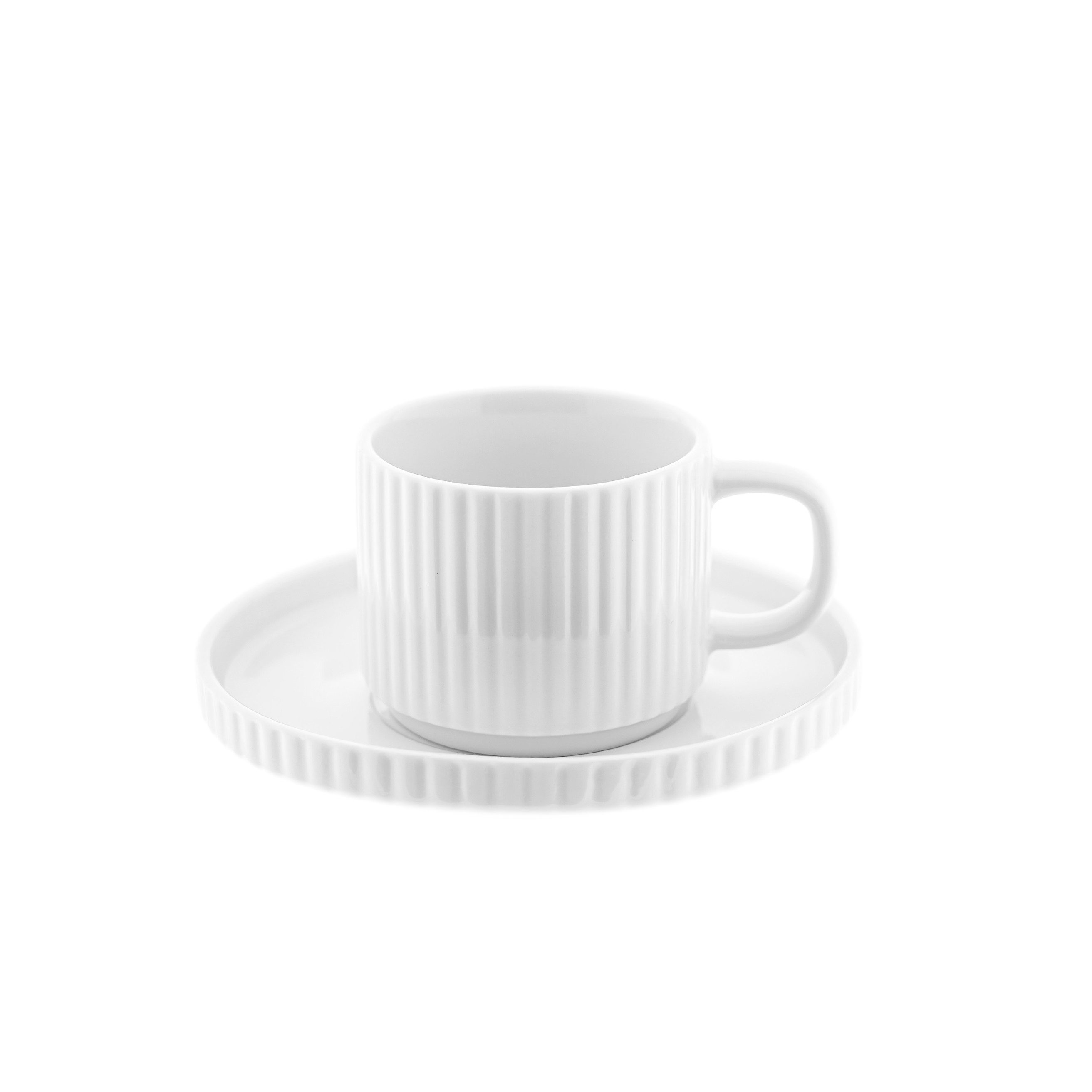 Almina Kaffeeservice Borneo Kaffeetassen 220 ml - 12-teiliges Set in Weiß (12-tlg), 6 Personen, Porzellan, 12 Teile, für 6 Personen
