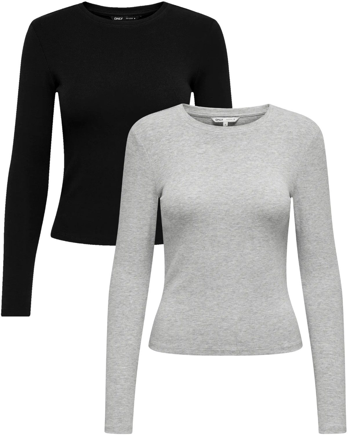 ONLY Langarmshirt (Spar Set, 2er-Pack) schlichtes Basic Shirt in Unifarben günstig online kaufen