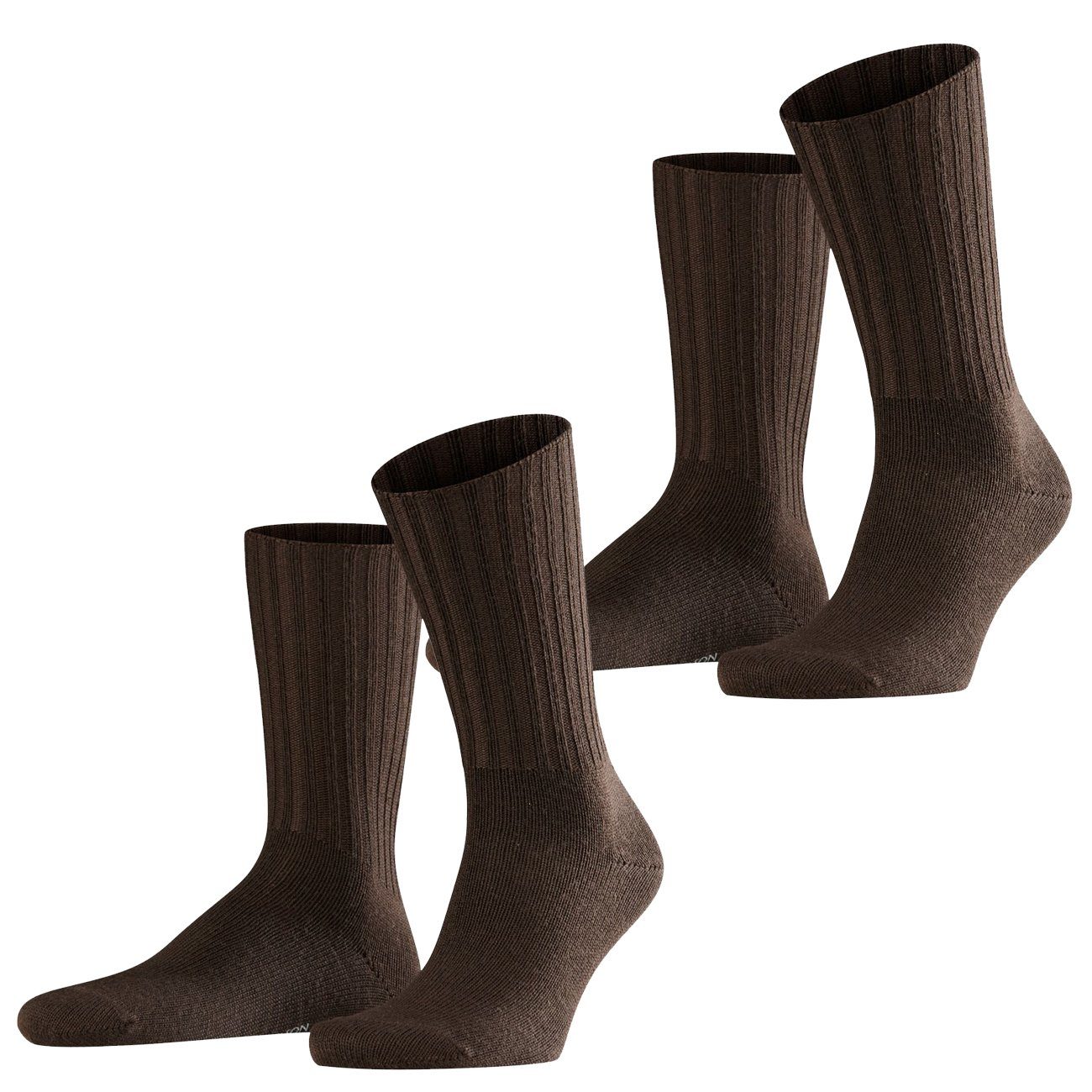 FALKE Langsocken Nelson Socken 2er Pack (2-Paar) aus Wolle Brown (5930) | Socken