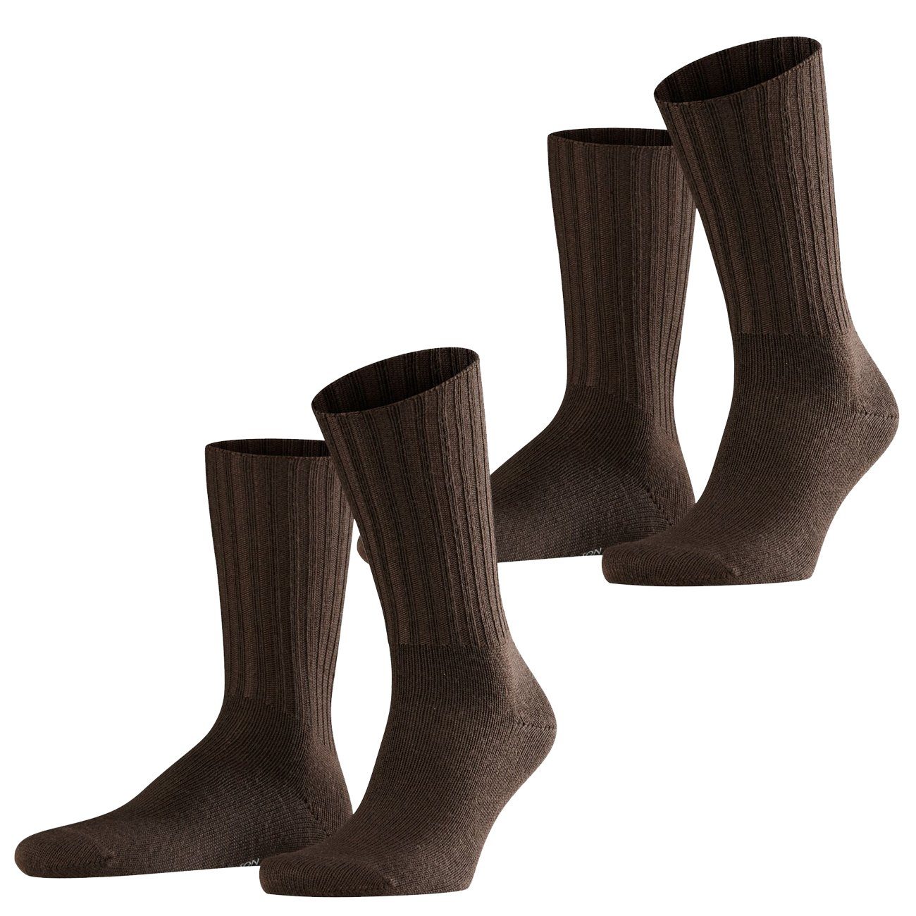 FALKE Langsocken Nelson Socken 2er Pack (2-Paar) aus Wolle Brown (5930)