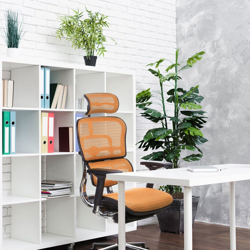 hjh OFFICE Drehstuhl Luxus Netzstoff ergonomisch Chefsessel (1 Bürostuhl Orange St), ERGOHUMAN