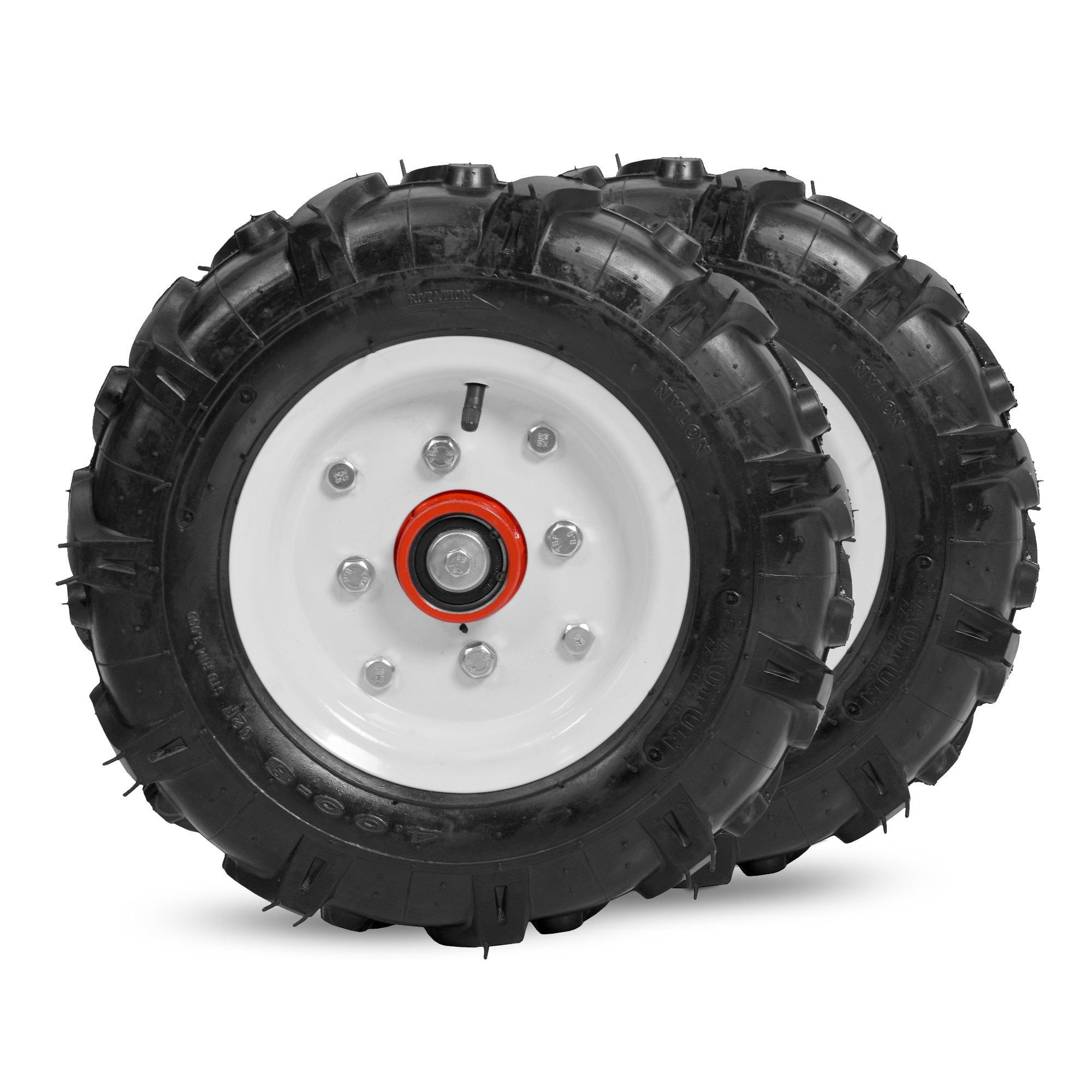 Hecht Ersatzrad 000796 Radsatz 40 cm Profilräder für Motorhacke 796 (2 St), griffiges Stollenprofil, 24 mm Sechskant, Ackerräder Bodenfräse