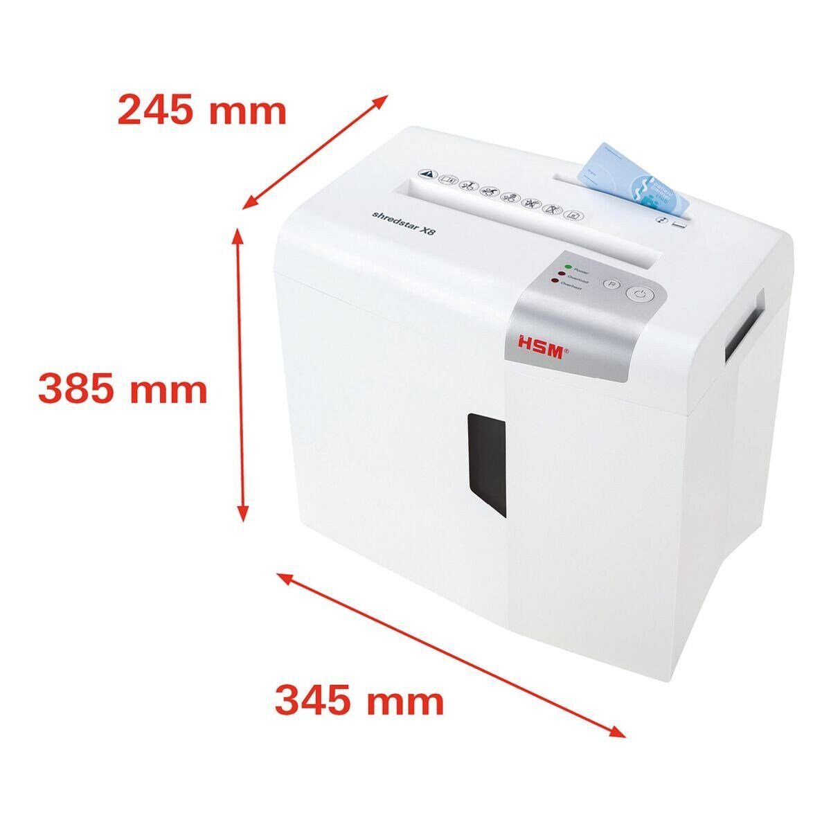 HSM Aktenvernichter shredstar X8, Shredder, Partikelschnitt 4,5x30 mm, 8 Blatt, 18 Liter