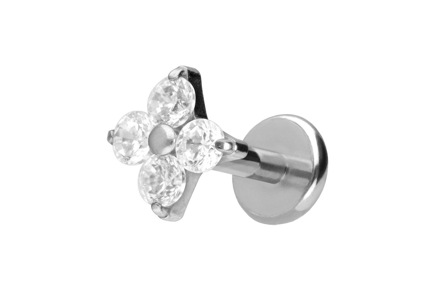 PIERCINGLINE Piercing-Set Titan Labret mit Push Fit KRISTALLBLUME (Labrets, 1-tlg)