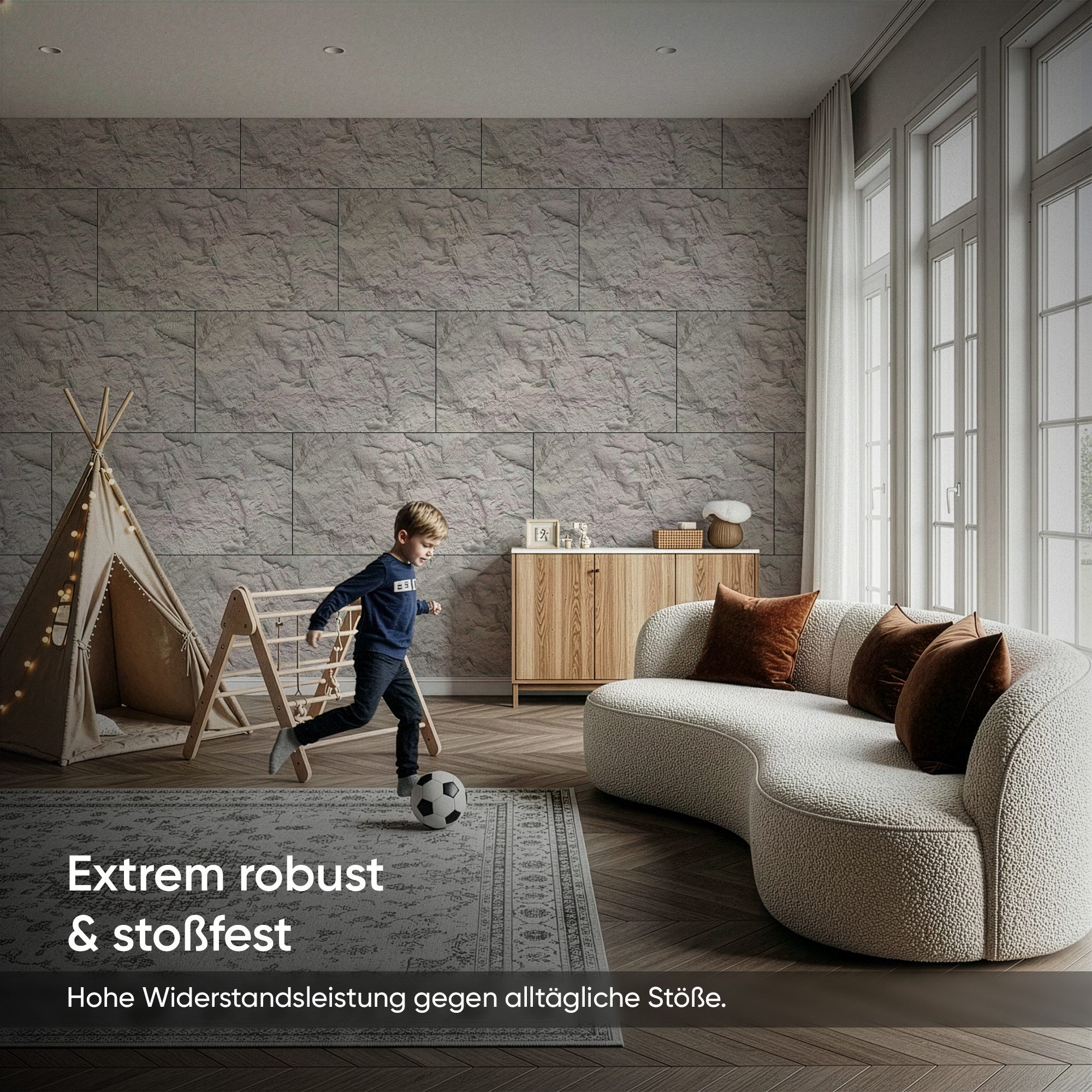 IZODEKOR 3D Wandpaneel PU Steinoptik 60x120 cm, 5 cm dick, Wandverkleidung Innen, BxL: 60x120 cm, 0,72 qm, (0,72 m) 3D Steinoptik, wasserfest, einfache Selbstmo – Bild 3 von 5