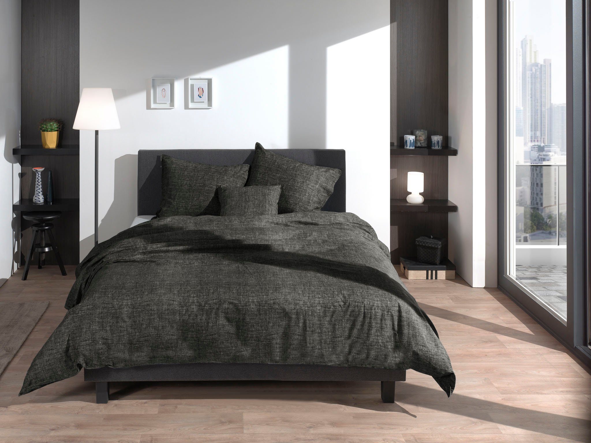 ZO HOME Bettwäsche Zo! Home Cotton Bettwäsche 155x220 cm Lino Midnight Black schwarz, Baumwolle, 2 teilig