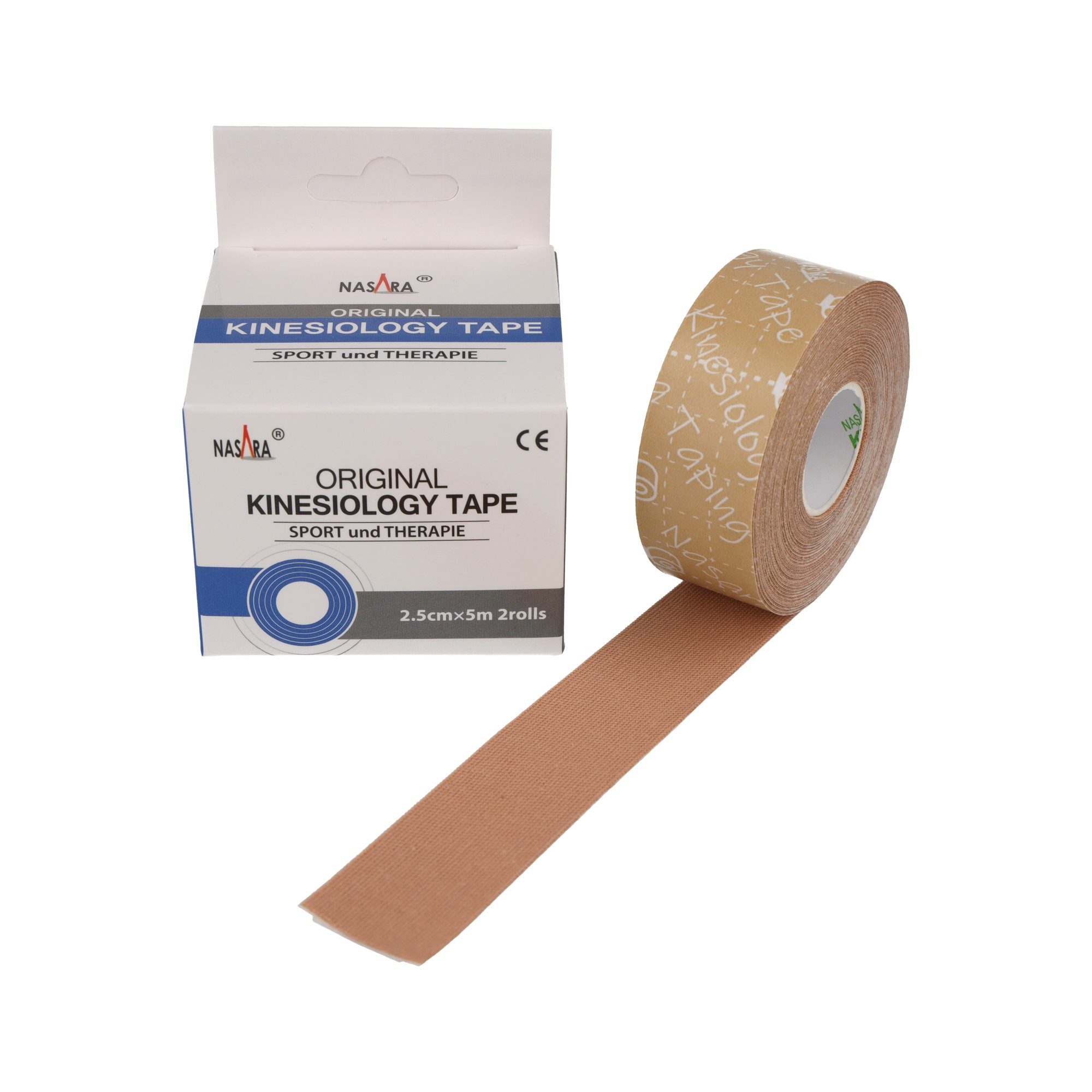 NASARA Kinesiologie-Tape 2,5cm x 5m - 2 Rollen in 9 Farben