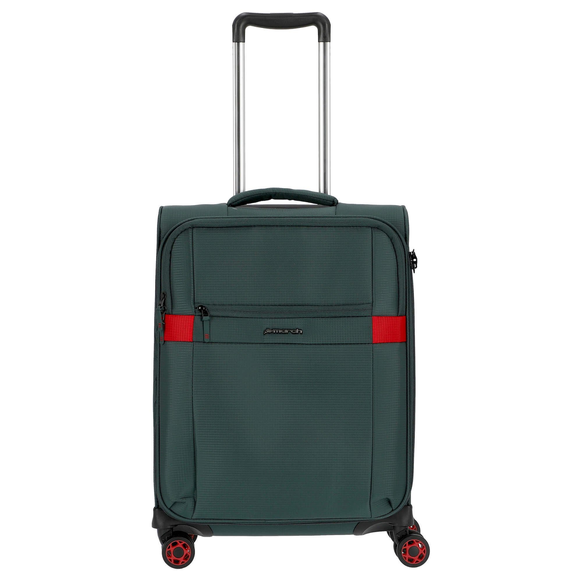 March15 Trading Handgepäck-Trolley Kober - 4-Rollen Kabinentrolley S 52 cm erw. USB, 4 Rollen Rollen dark green