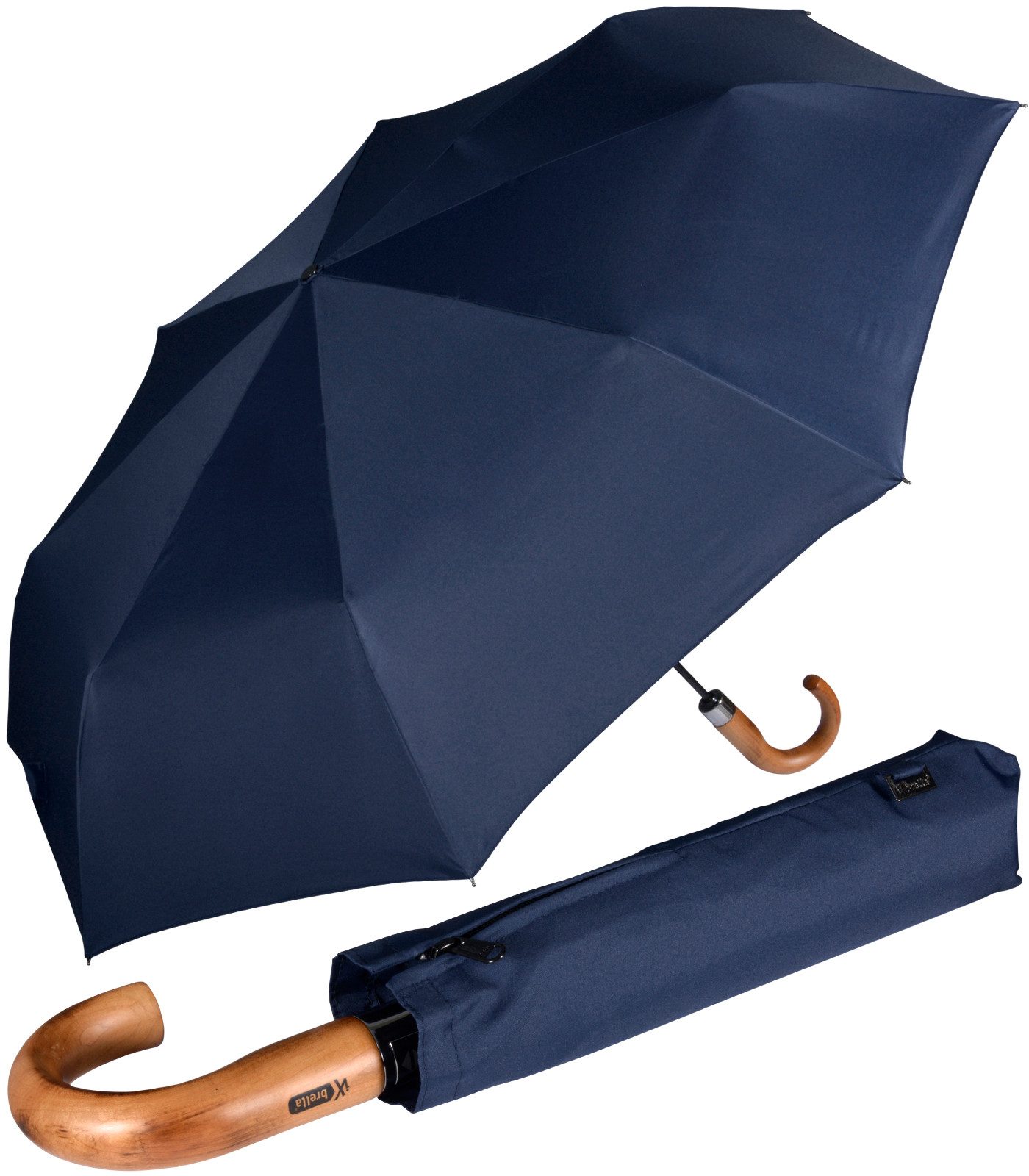 Taschenregenschirm Automatik XXL Herrenschirm 121cm - mit Holzgriff
